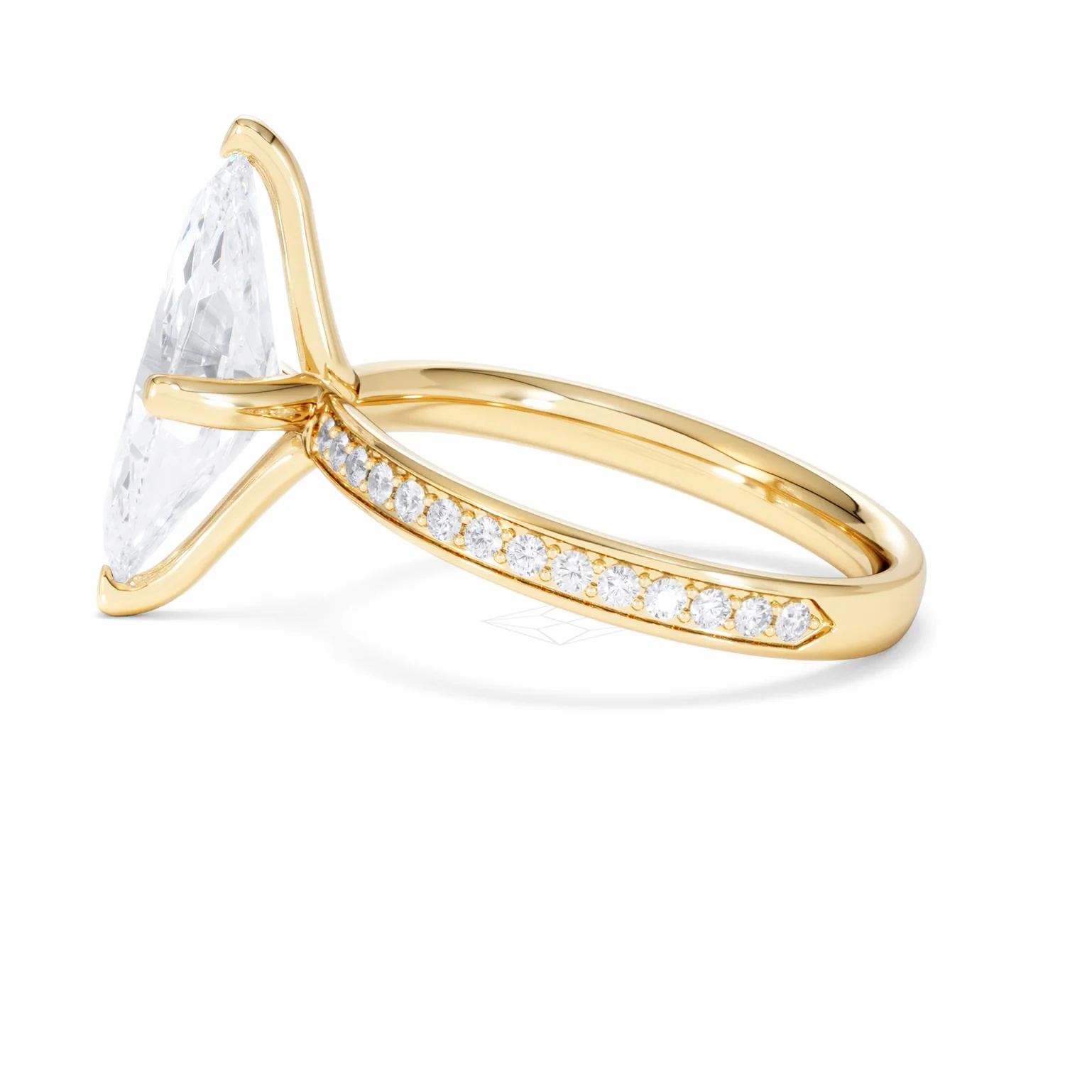 Origin Twist 3.00ct Marquise Cut Lab Diamond Solitaire Engagement Ring with Side Stones in 18K Yellow Gold - Image 66