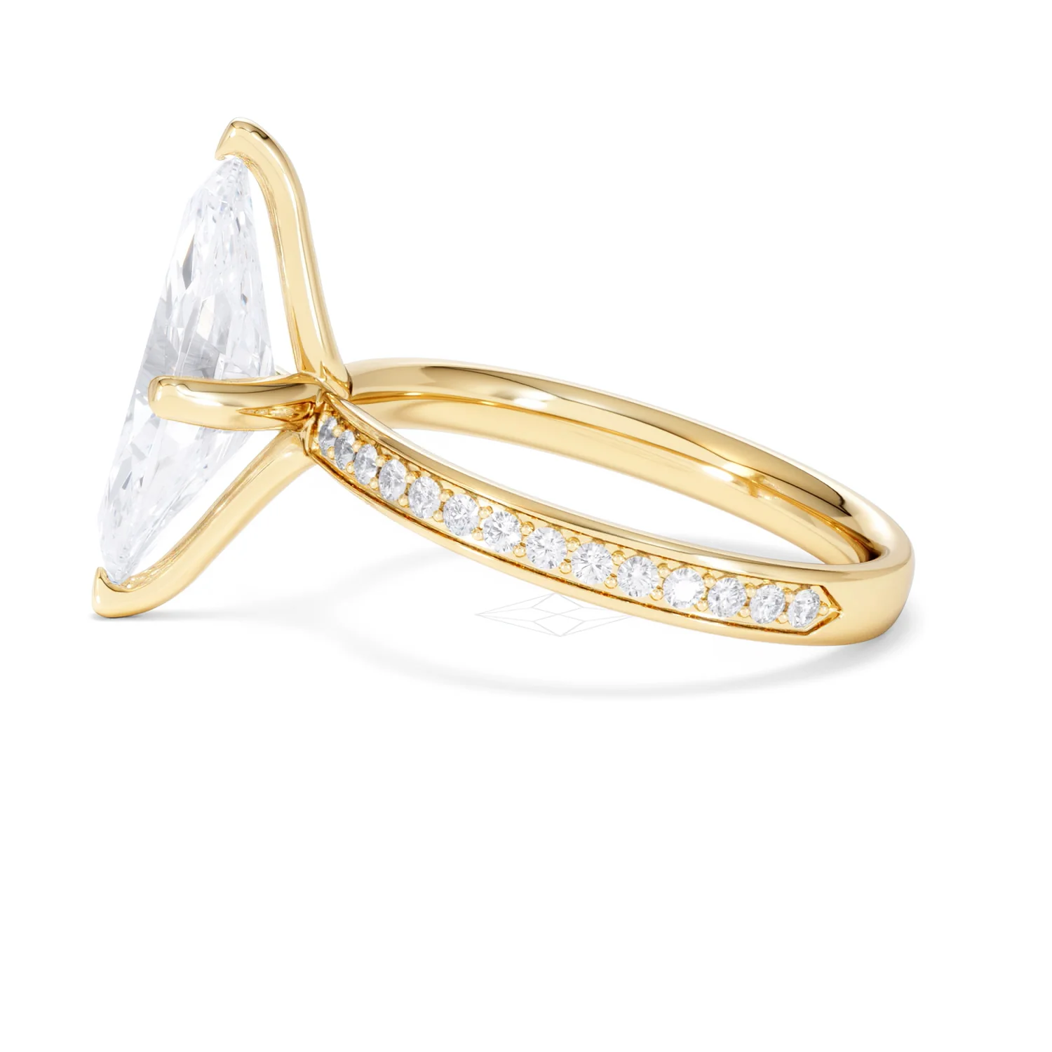 Origin Twist 3.00ct Marquise Cut Lab Diamond Solitaire Engagement Ring with Side Stones in 18K Yellow Gold - Image 67