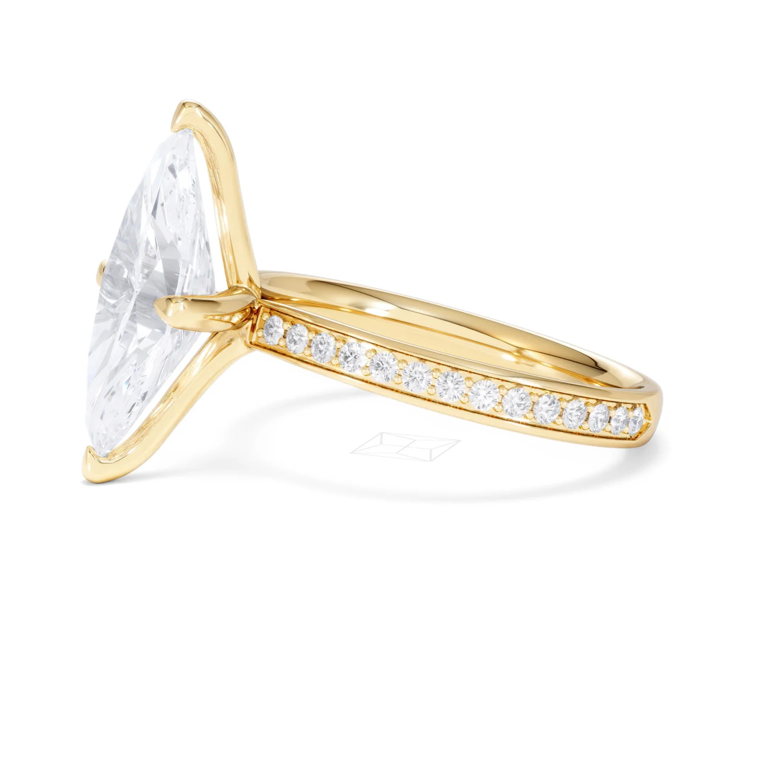 Origin Twist 3.00ct Marquise Cut Lab Diamond Solitaire Engagement Ring with Side Stones in 18K Yellow Gold - Image 72
