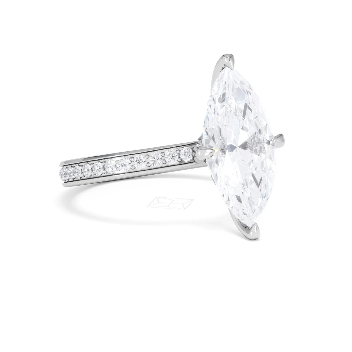 Origin Twist 3.00ct Marquise Cut Lab Diamond Solitaire Engagement Ring with Side Stones in Platinum - Image 14