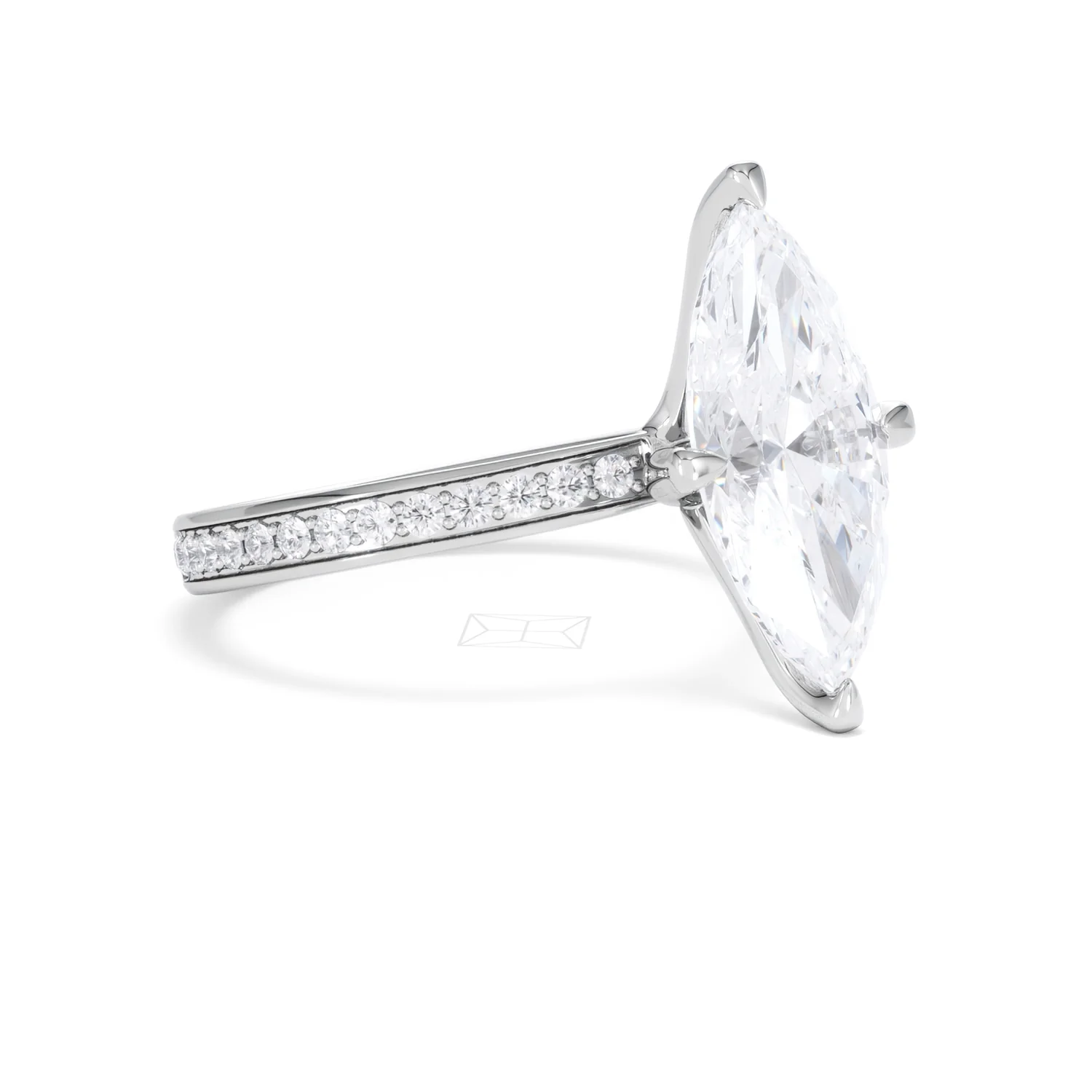 Origin Twist 3.00ct Marquise Cut Lab Diamond Solitaire Engagement Ring with Side Stones in Platinum - Image 16
