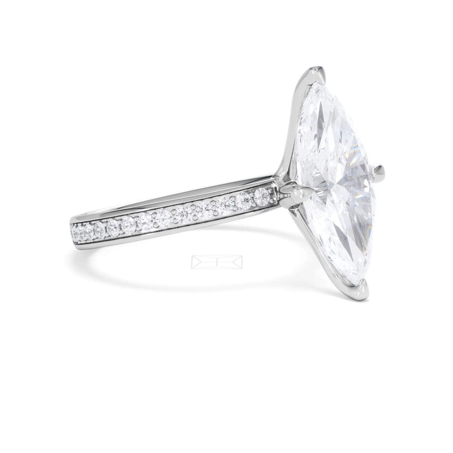 Origin Twist 3.00ct Marquise Cut Lab Diamond Solitaire Engagement Ring with Side Stones in Platinum - Image 17