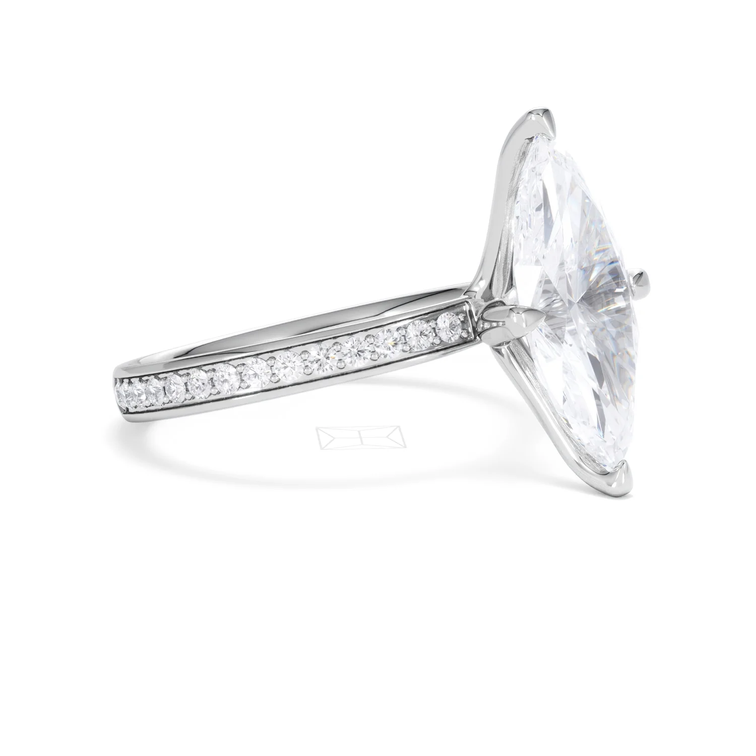 Origin Twist 3.00ct Marquise Cut Lab Diamond Solitaire Engagement Ring with Side Stones in Platinum - Image 18