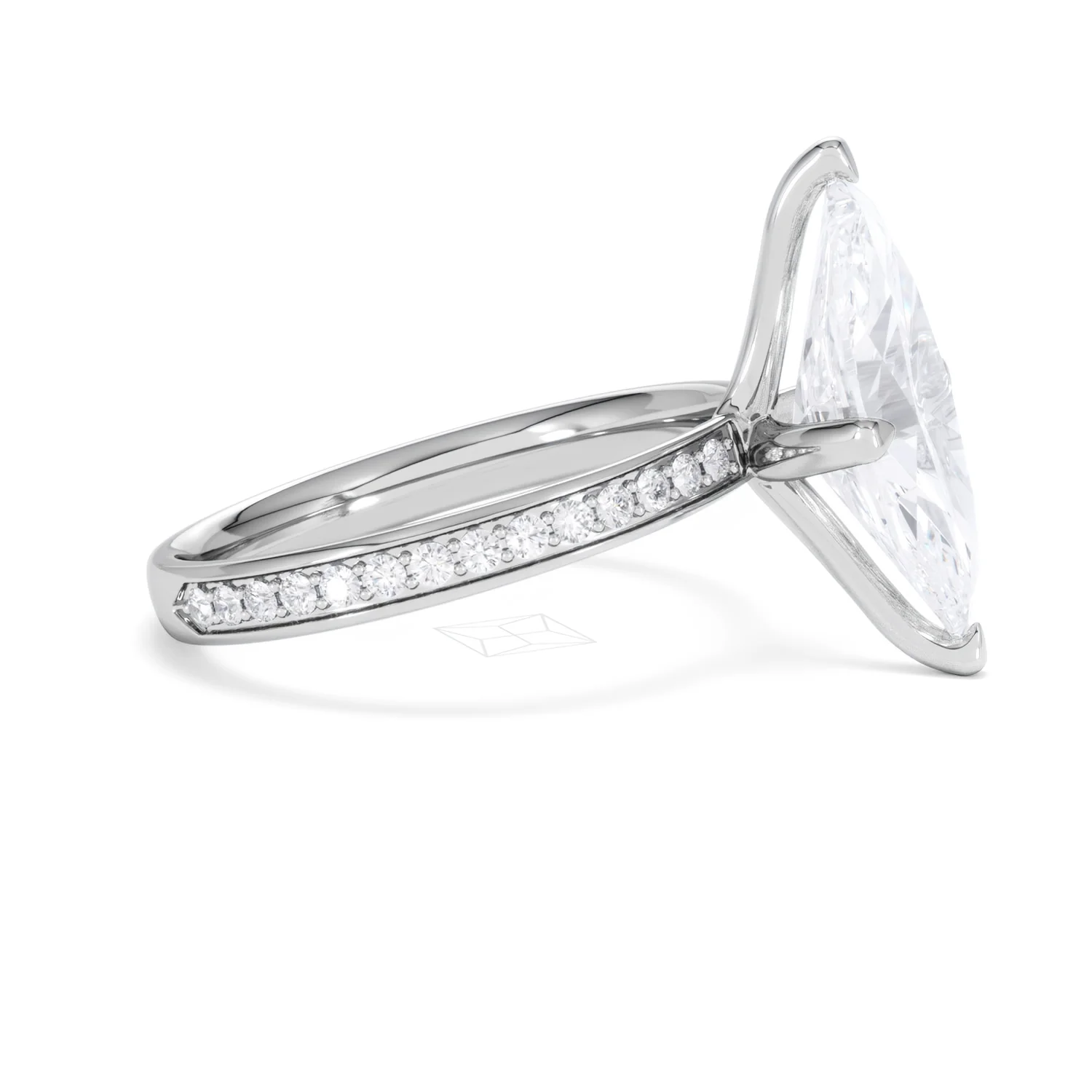 Origin Twist 3.00ct Marquise Cut Lab Diamond Solitaire Engagement Ring with Side Stones in Platinum - Image 23