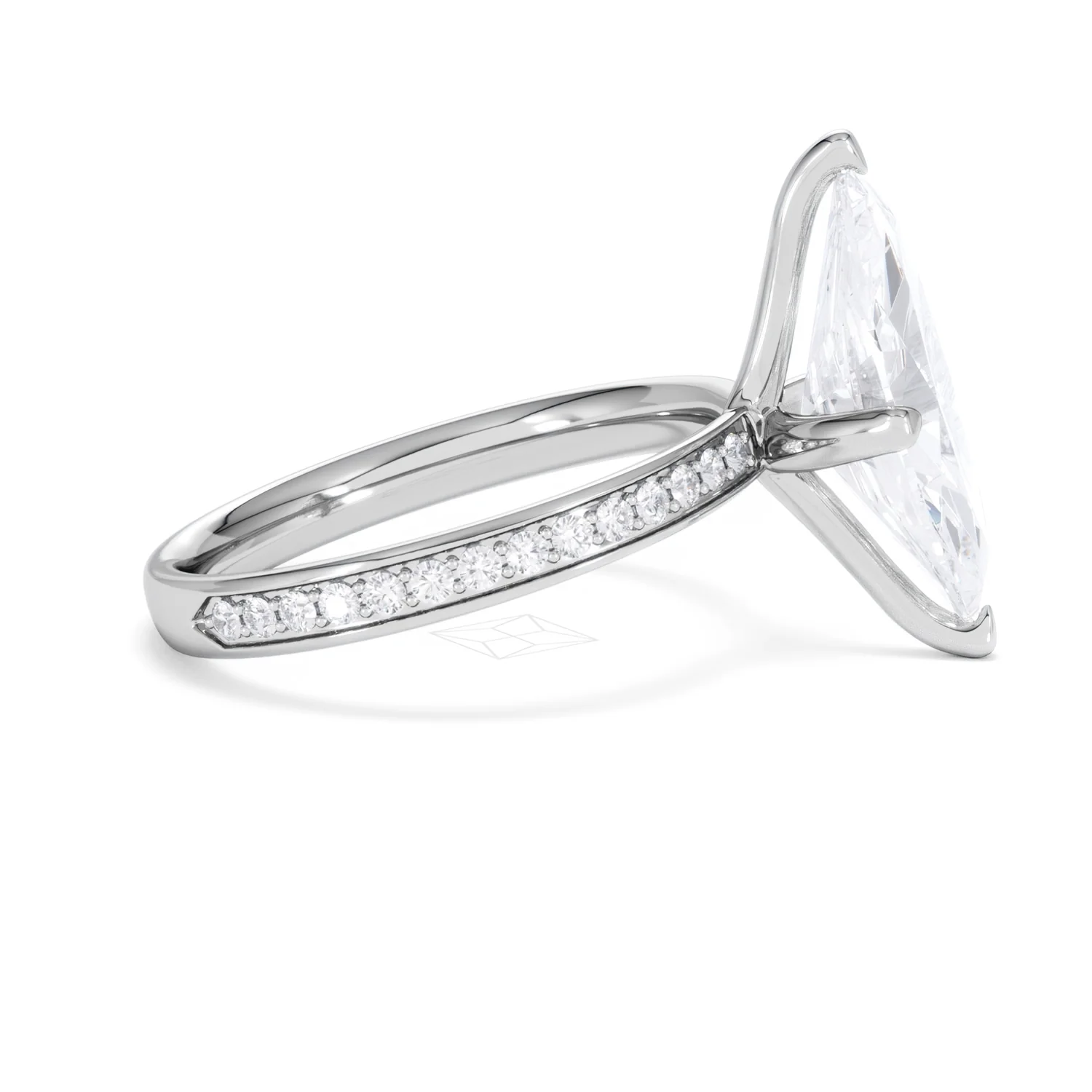 Origin Twist 3.00ct Marquise Cut Lab Diamond Solitaire Engagement Ring with Side Stones in Platinum - Image 25