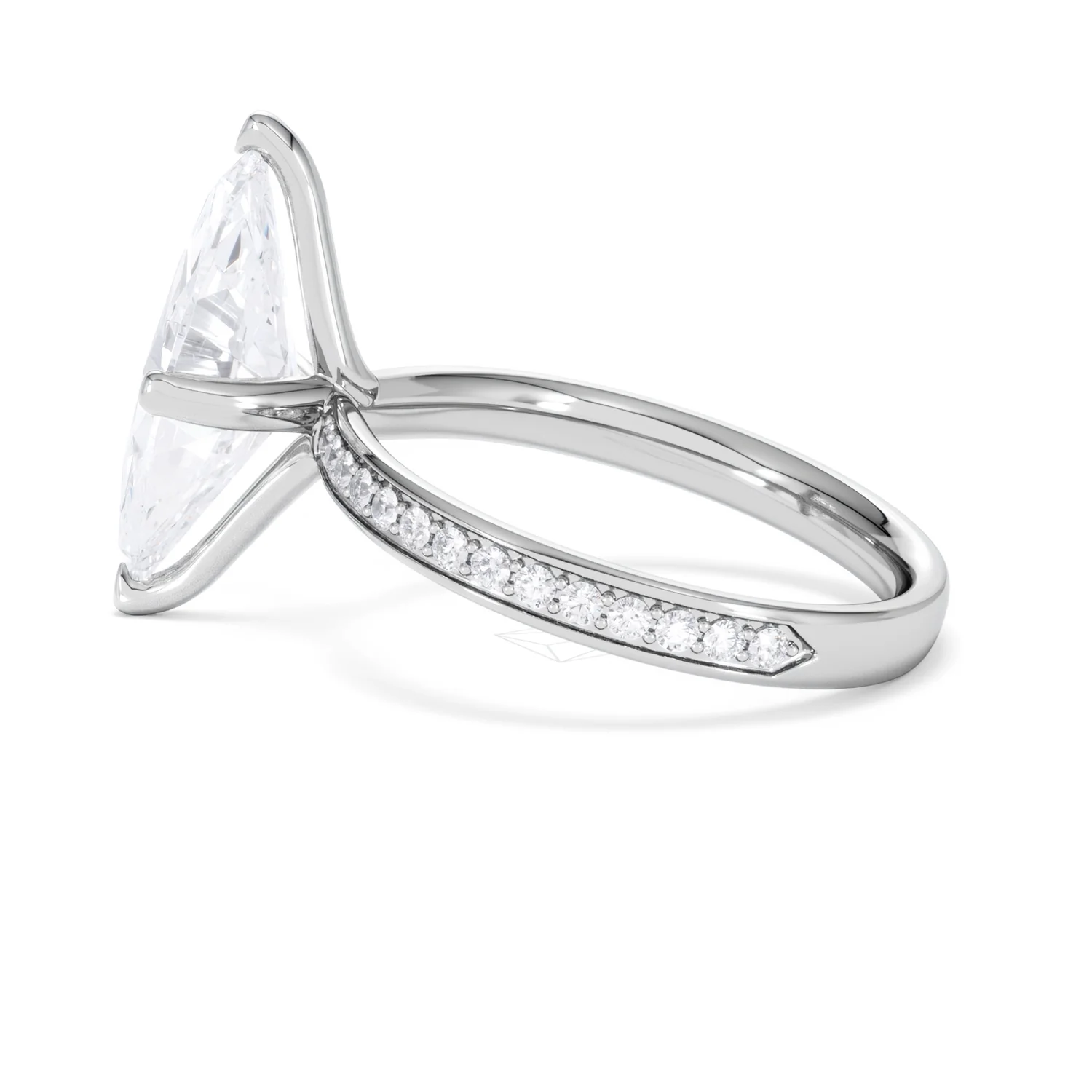 Origin Twist 3.00ct Marquise Cut Lab Diamond Solitaire Engagement Ring with Side Stones in Platinum - Image 64