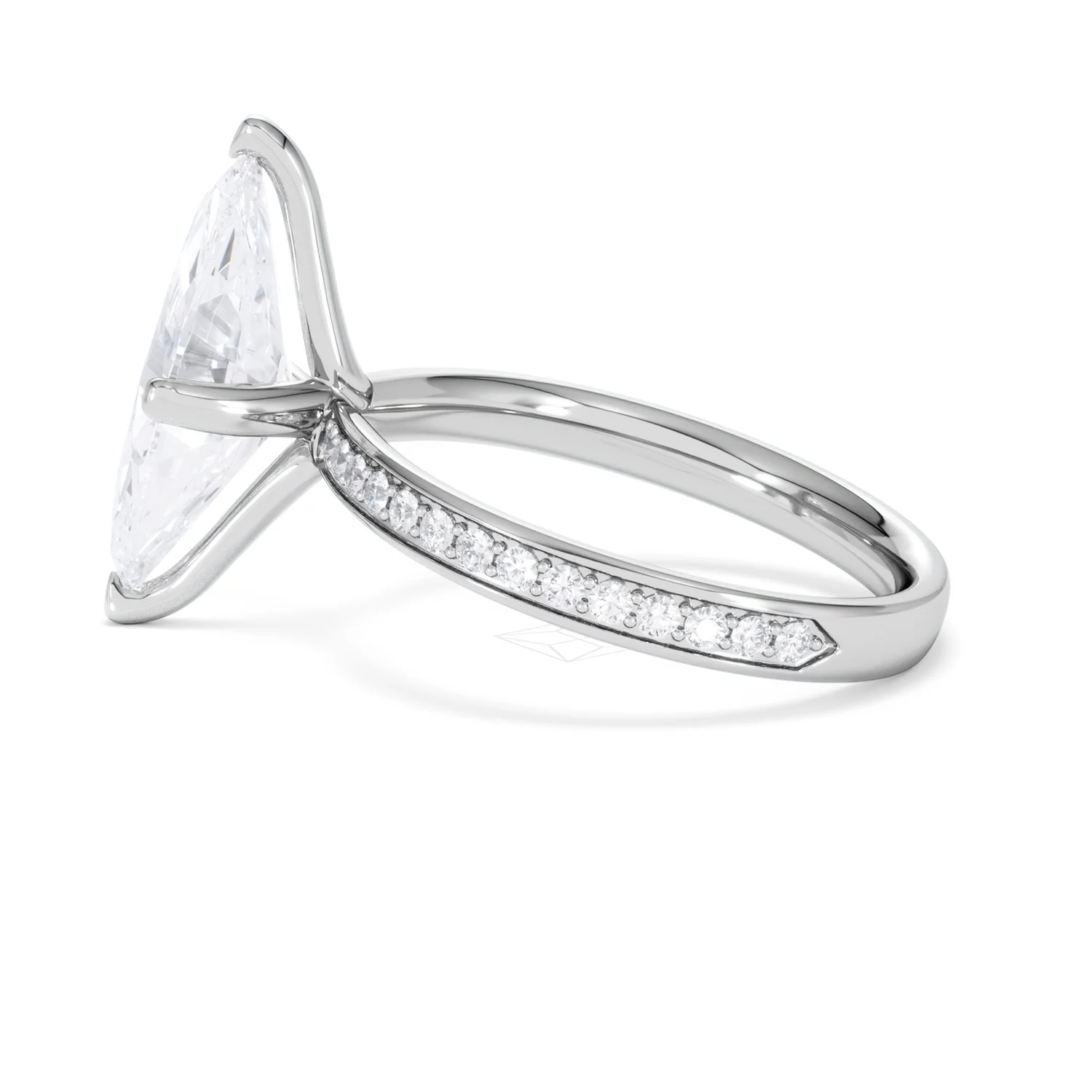 Origin Twist 3.00ct Marquise Cut Lab Diamond Solitaire Engagement Ring with Side Stones in Platinum - Image 65