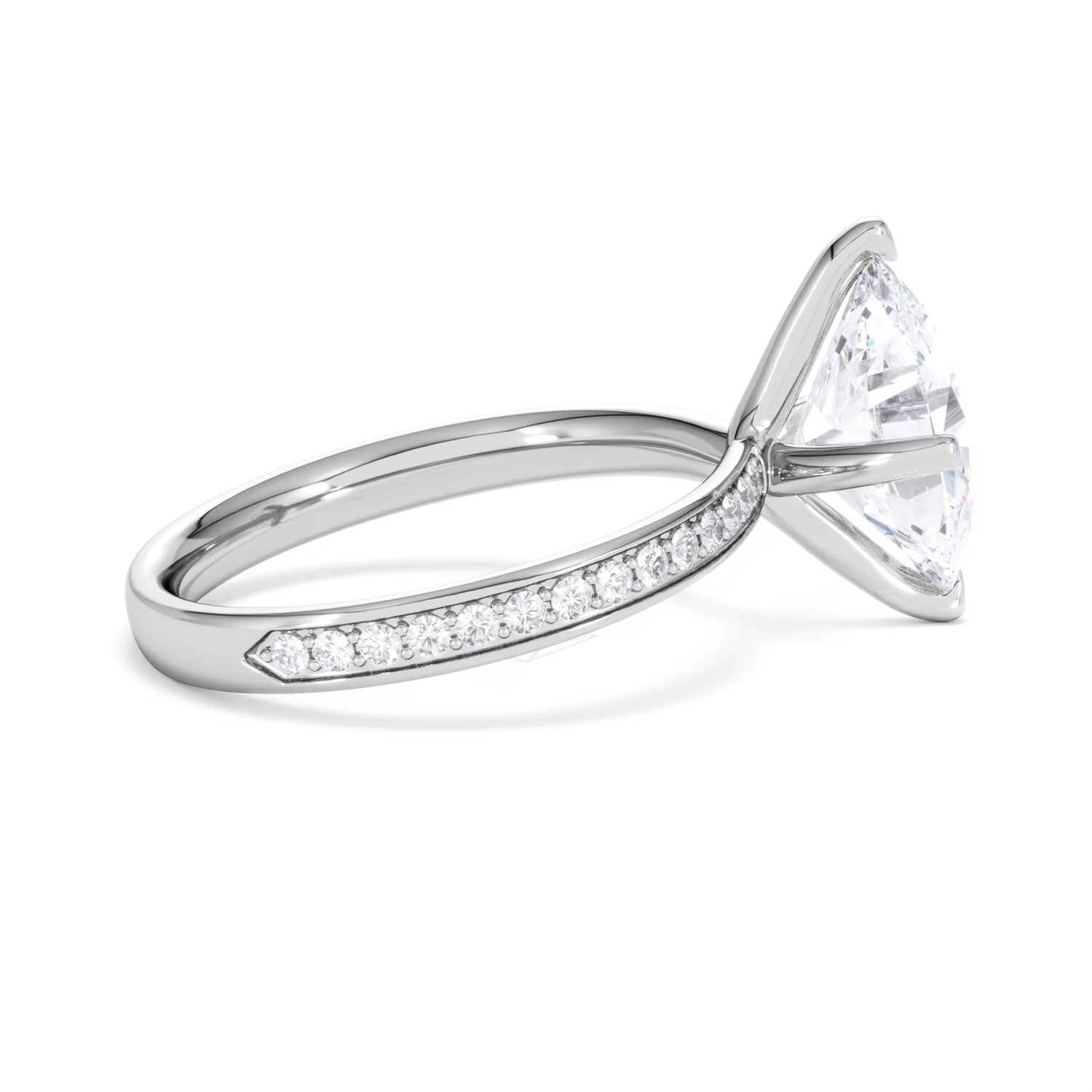 Origin Twist 3.00ct Oval Cut Lab Diamond Solitaire Engagement Ring with Side Stones in 18K White Gold - Image 29