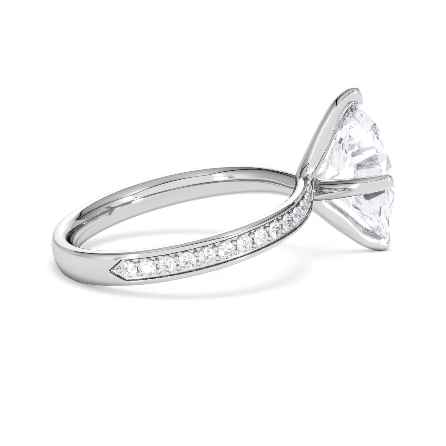 Origin Twist 3.00ct Oval Cut Lab Diamond Solitaire Engagement Ring with Side Stones in 18K White Gold - Image 30