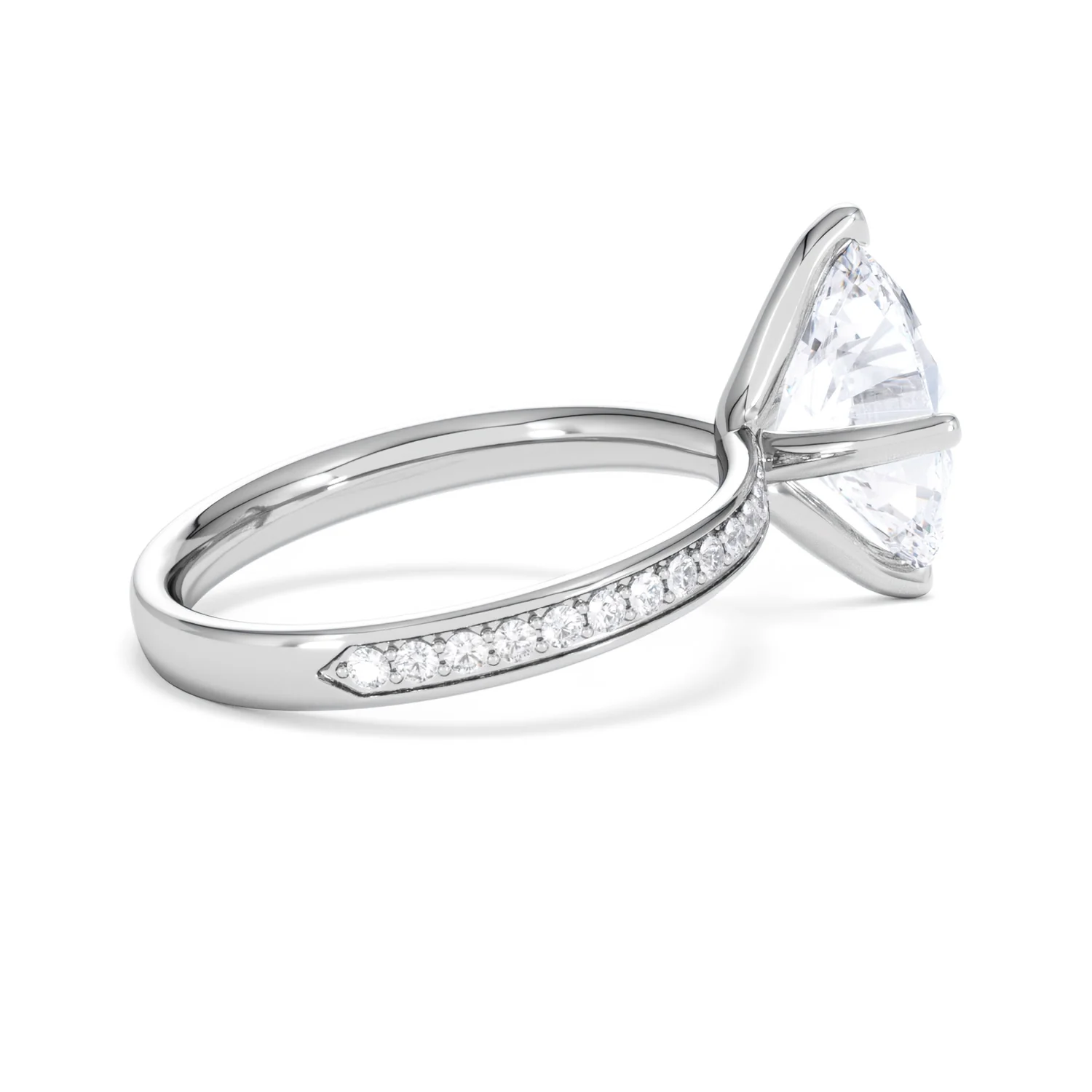 Origin Twist 3.00ct Oval Cut Lab Diamond Solitaire Engagement Ring with Side Stones in 18K White Gold - Image 32