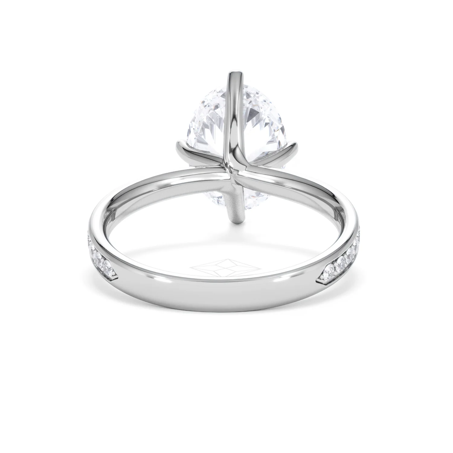 Origin Twist 3.00ct Oval Cut Lab Diamond Solitaire Engagement Ring with Side Stones in 18K White Gold - Image 46
