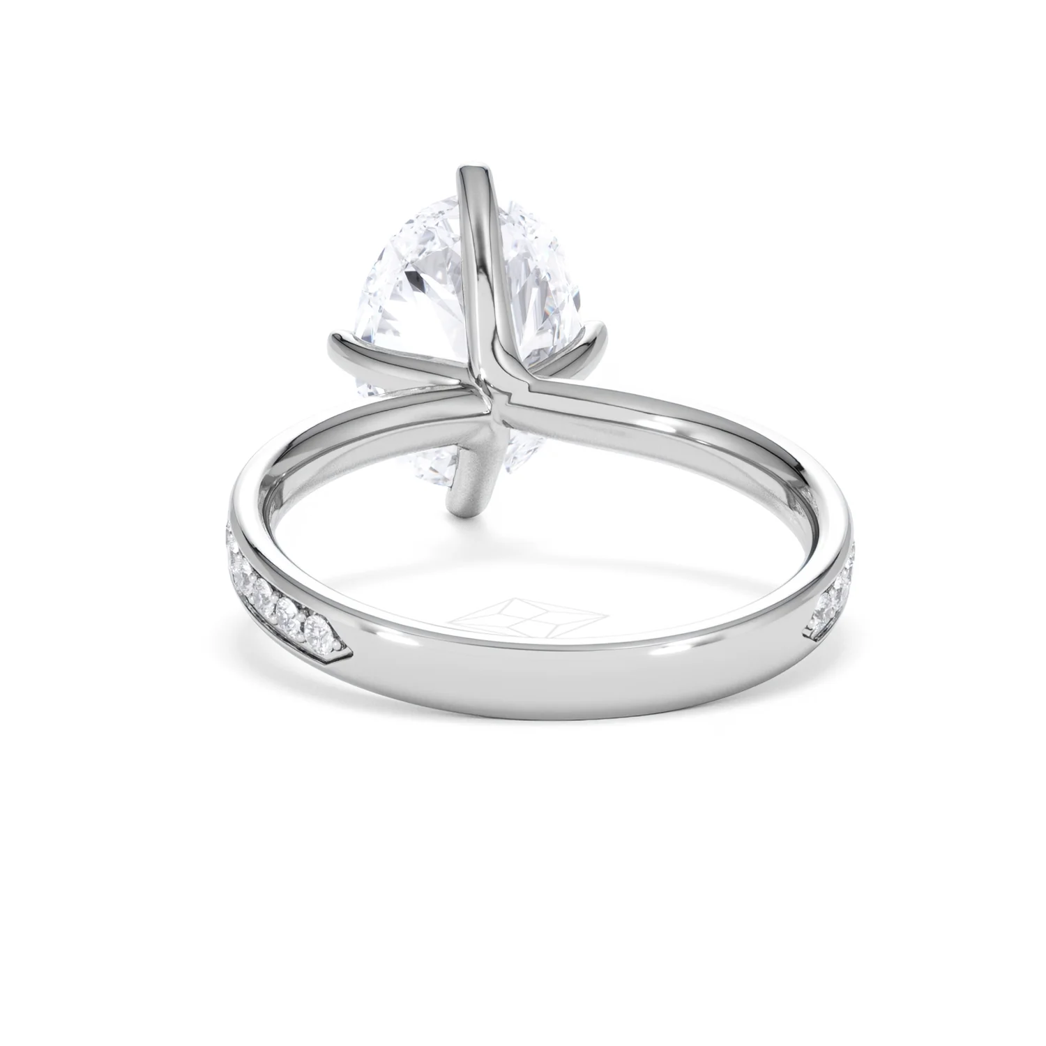 Origin Twist 3.00ct Oval Cut Lab Diamond Solitaire Engagement Ring with Side Stones in 18K White Gold - Image 49