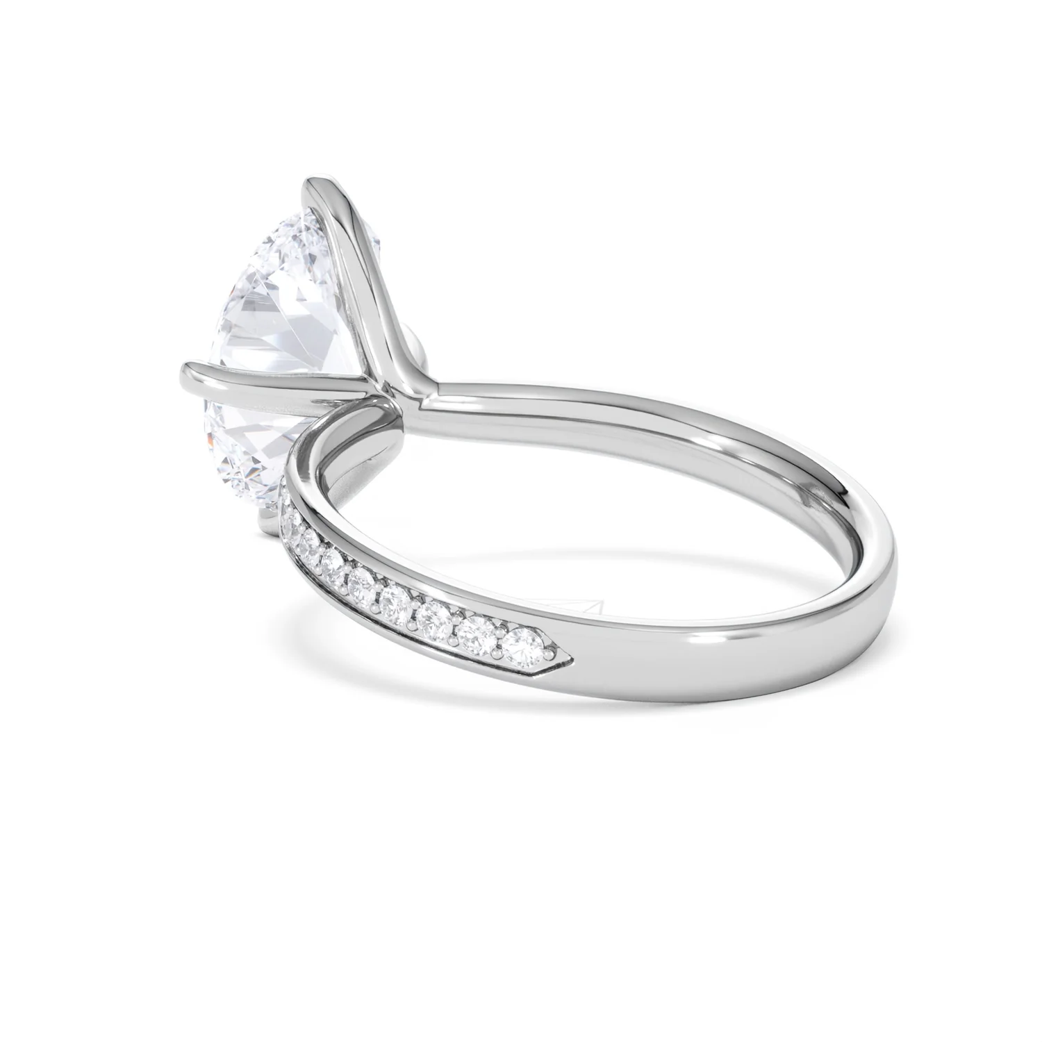 Origin Twist 3.00ct Oval Cut Lab Diamond Solitaire Engagement Ring with Side Stones in 18K White Gold - Image 56