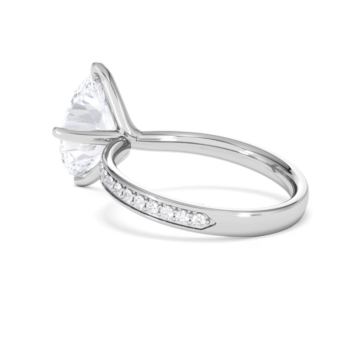 Origin Twist 3.00ct Oval Cut Lab Diamond Solitaire Engagement Ring with Side Stones in 18K White Gold - Image 58
