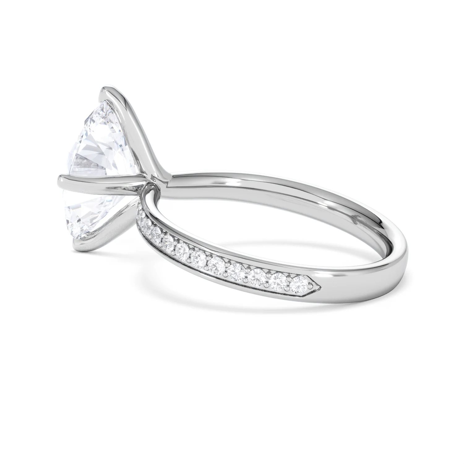 Origin Twist 3.00ct Oval Cut Lab Diamond Solitaire Engagement Ring with Side Stones in 18K White Gold - Image 61