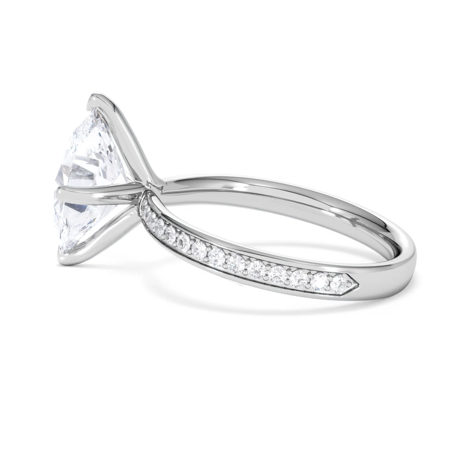 Origin Twist 3.00ct Oval Cut Lab Diamond Solitaire Engagement Ring with Side Stones in 18K White Gold - Image 64