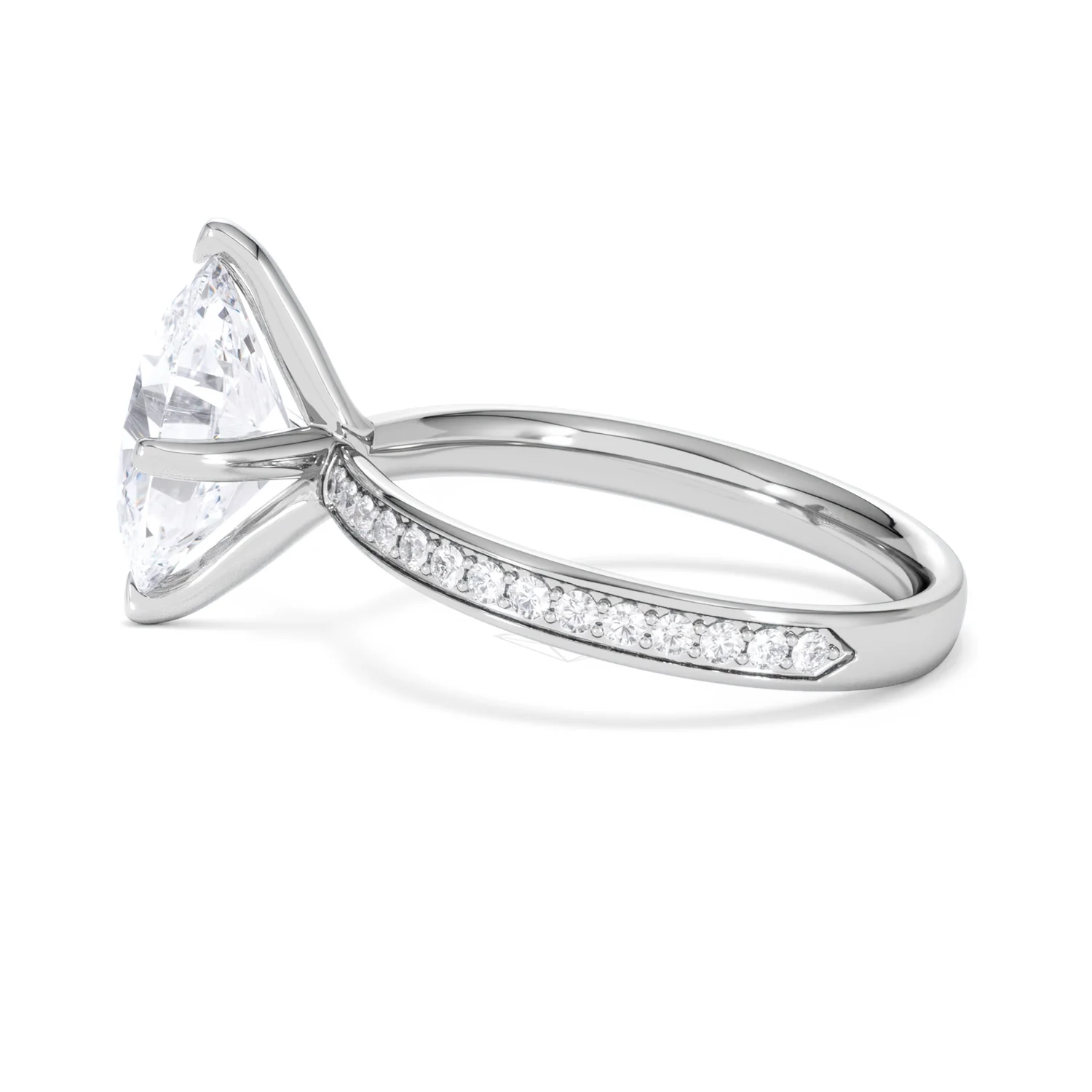 Origin Twist 3.00ct Oval Cut Lab Diamond Solitaire Engagement Ring with Side Stones in 18K White Gold - Image 65