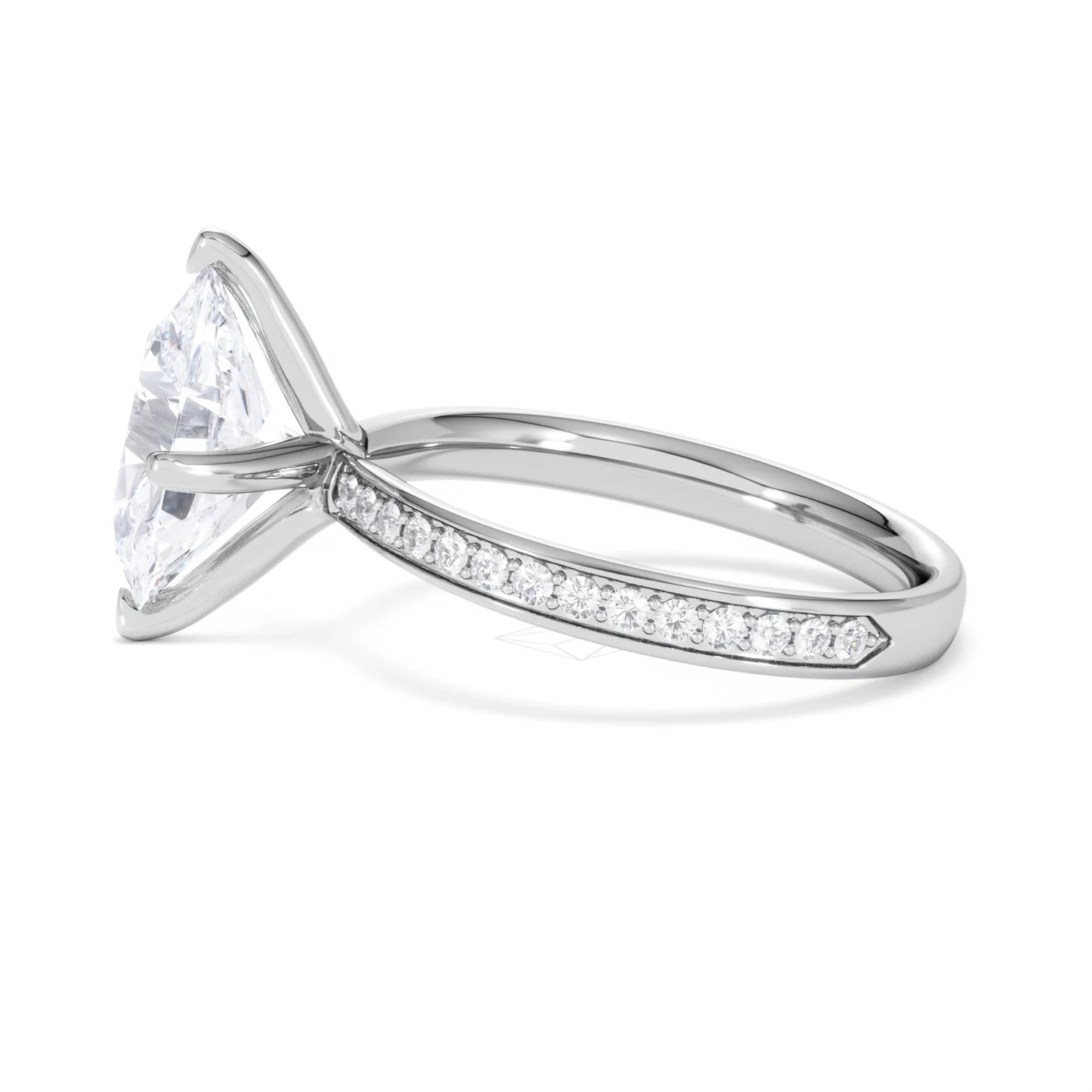 Origin Twist 3.00ct Oval Cut Lab Diamond Solitaire Engagement Ring with Side Stones in 18K White Gold - Image 67