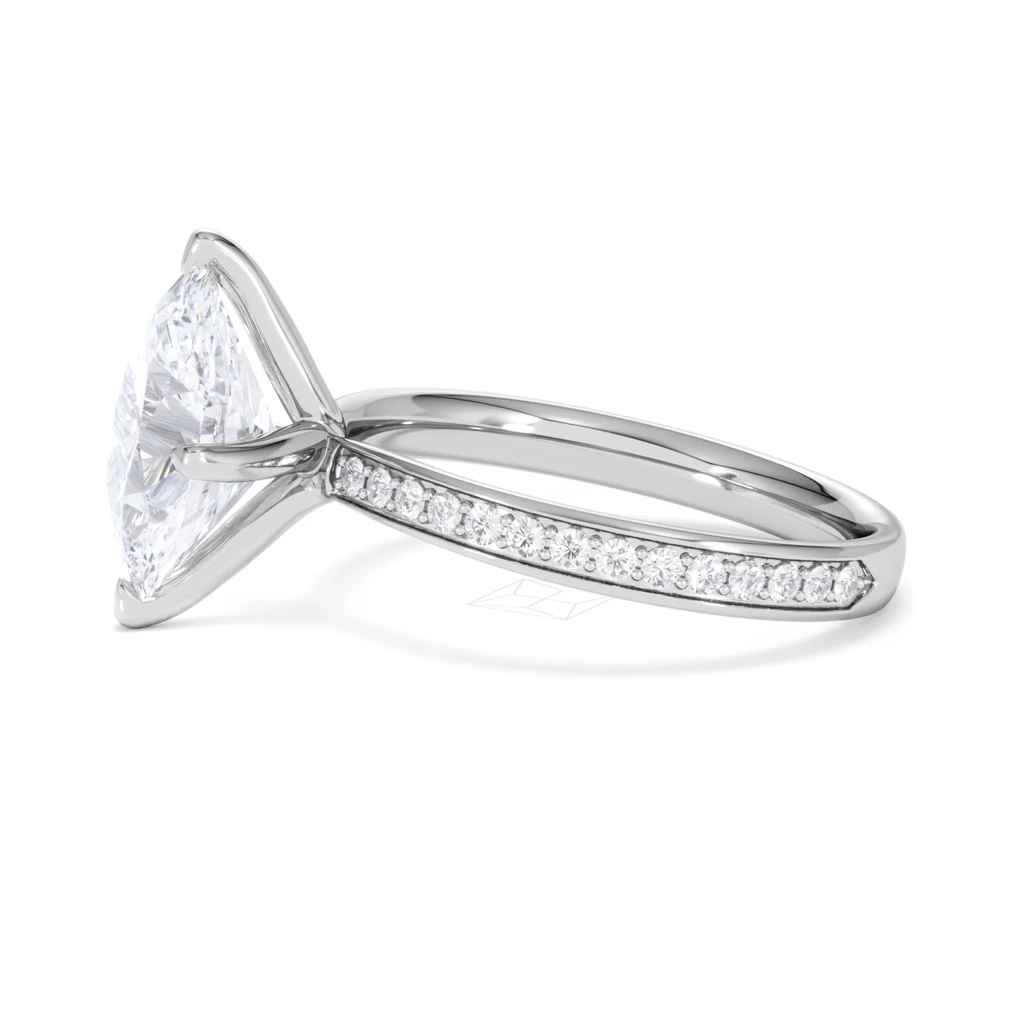 Origin Twist 3.00ct Oval Cut Lab Diamond Solitaire Engagement Ring with Side Stones in 18K White Gold - Image 70