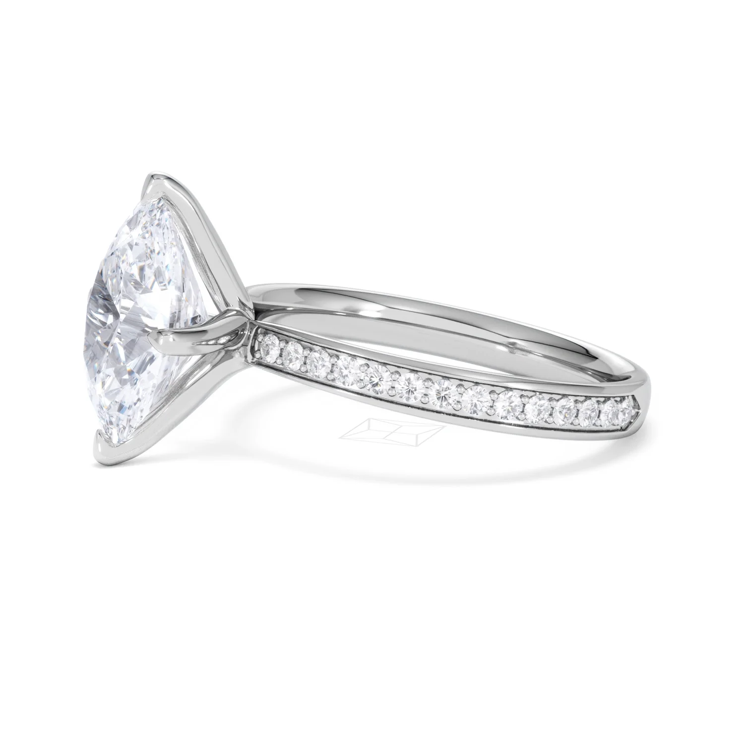 Origin Twist 3.00ct Oval Cut Lab Diamond Solitaire Engagement Ring with Side Stones in 18K White Gold - Image 72