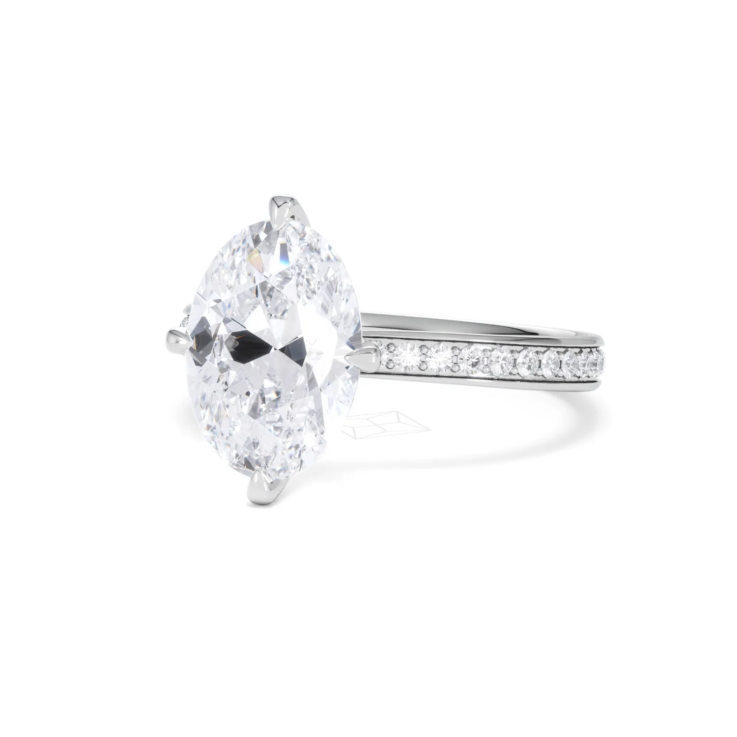 Origin Twist 3.00ct Oval Cut Lab Diamond Solitaire Engagement Ring with Side Stones in 18K White Gold - Image 82