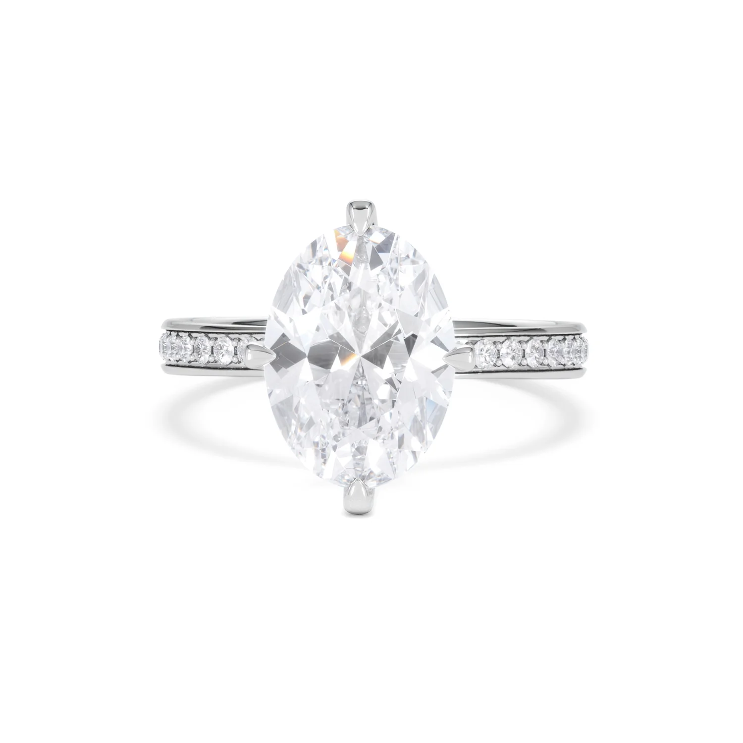 Origin Twist 3.00ct Oval Cut Lab Diamond Solitaire Engagement Ring with Side Stones in 18K White Gold - Image 86