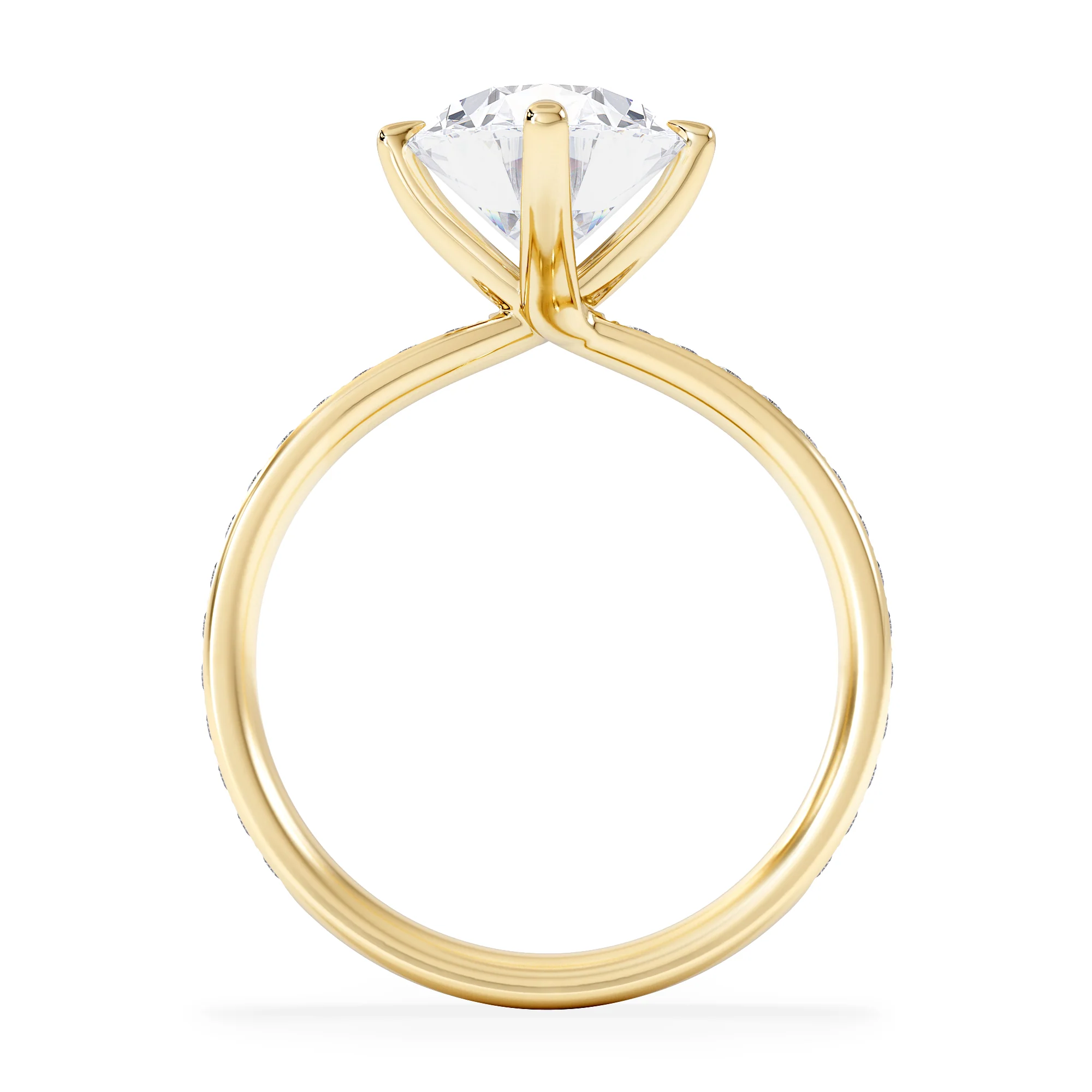 Origin Twist 3.00ct Oval Cut Lab Diamond Solitaire Engagement Ring with Side Stones in 18K Yellow Gold - Image 3