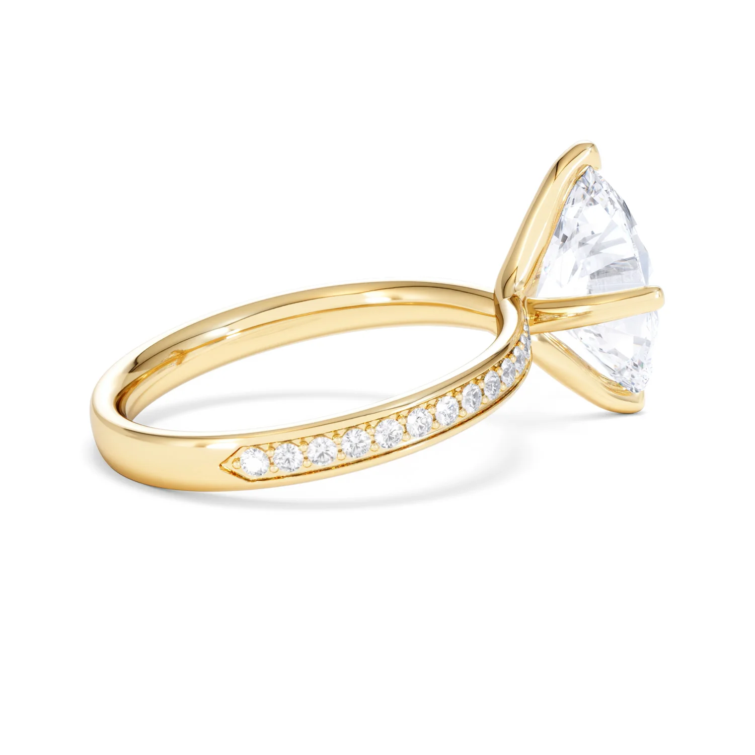 Origin Twist 3.00ct Oval Cut Lab Diamond Solitaire Engagement Ring with Side Stones in 18K Yellow Gold - Image 32