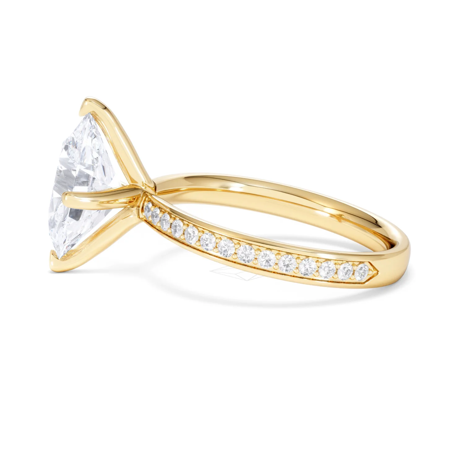 Origin Twist 3.00ct Oval Cut Lab Diamond Solitaire Engagement Ring with Side Stones in 18K Yellow Gold - Image 67