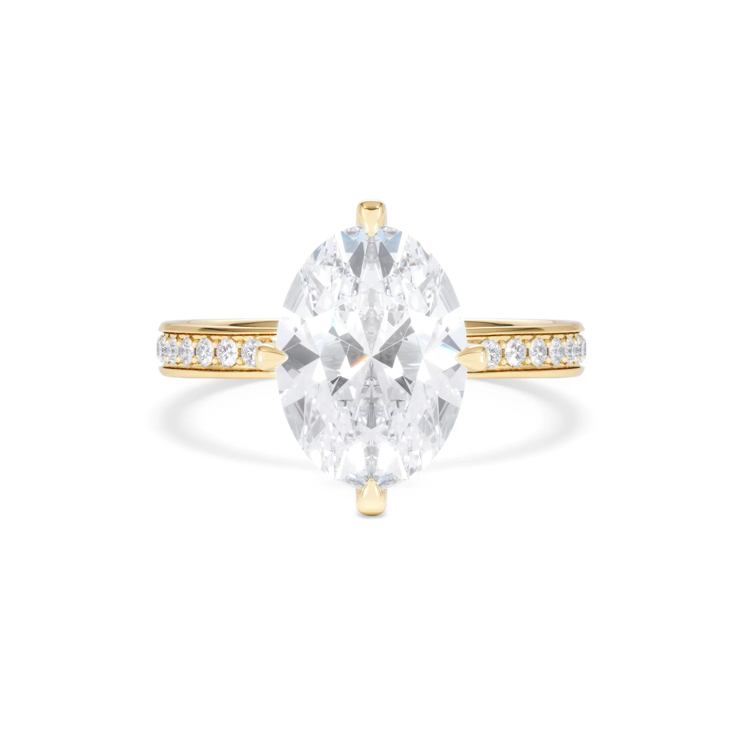 Origin Twist 3.00ct Oval Cut Lab Diamond Solitaire Engagement Ring with Side Stones in 18K Yellow Gold - Image 7