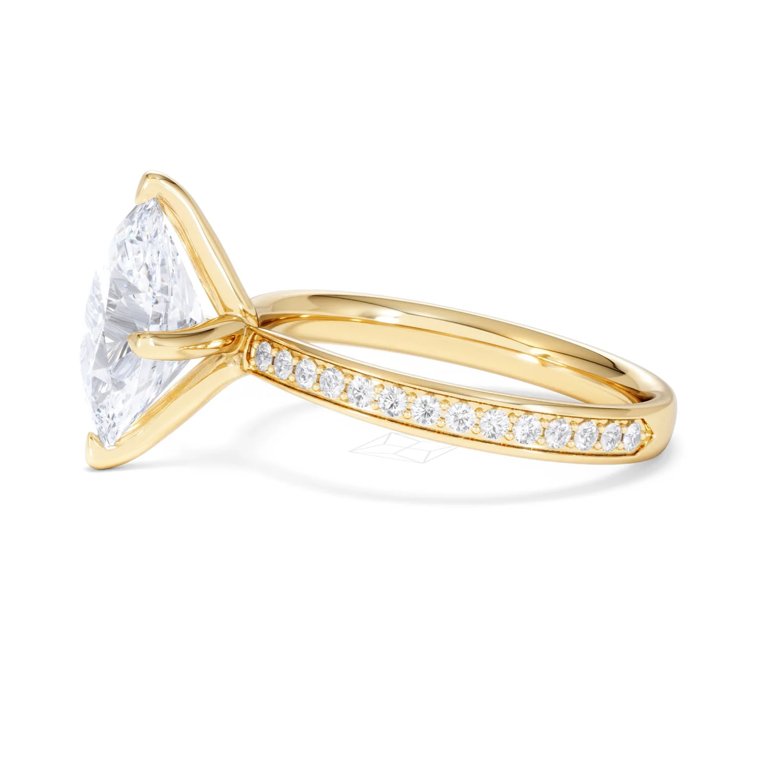 Origin Twist 3.00ct Oval Cut Lab Diamond Solitaire Engagement Ring with Side Stones in 18K Yellow Gold - Image 70