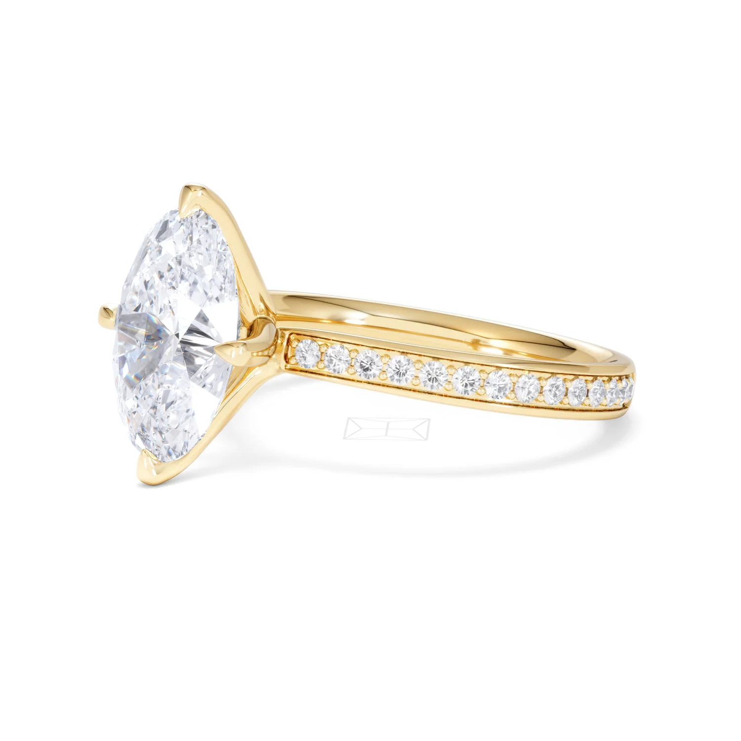 Origin Twist 3.00ct Oval Cut Lab Diamond Solitaire Engagement Ring with Side Stones in 18K Yellow Gold - Image 76