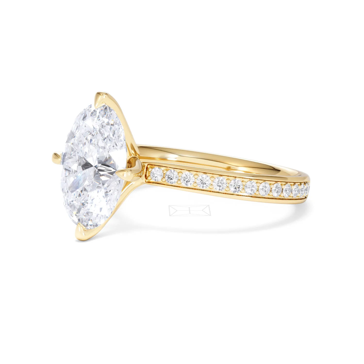 Origin Twist 3.00ct Oval Cut Lab Diamond Solitaire Engagement Ring with Side Stones in 18K Yellow Gold - Image 77