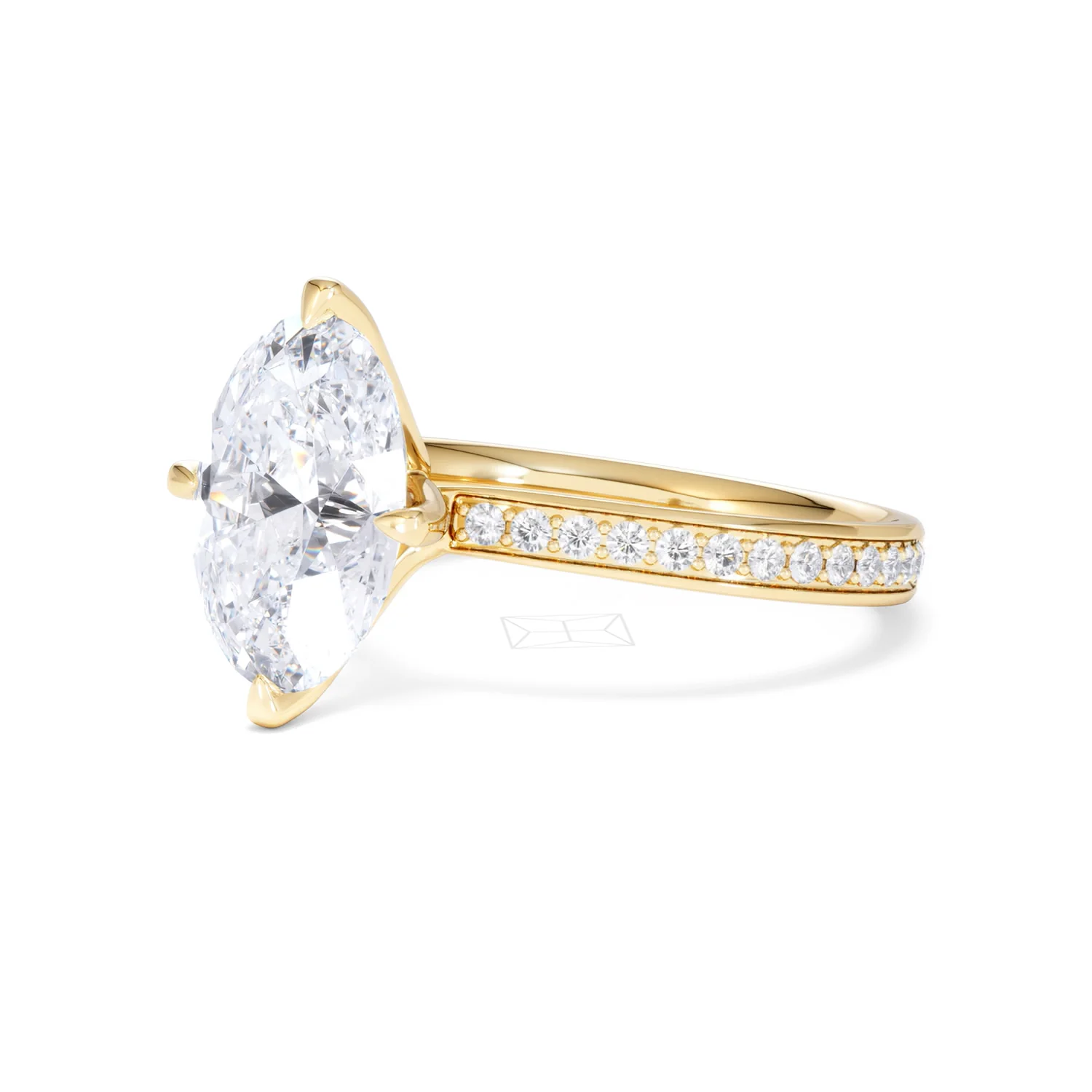 Origin Twist 3.00ct Oval Cut Lab Diamond Solitaire Engagement Ring with Side Stones in 18K Yellow Gold - Image 78