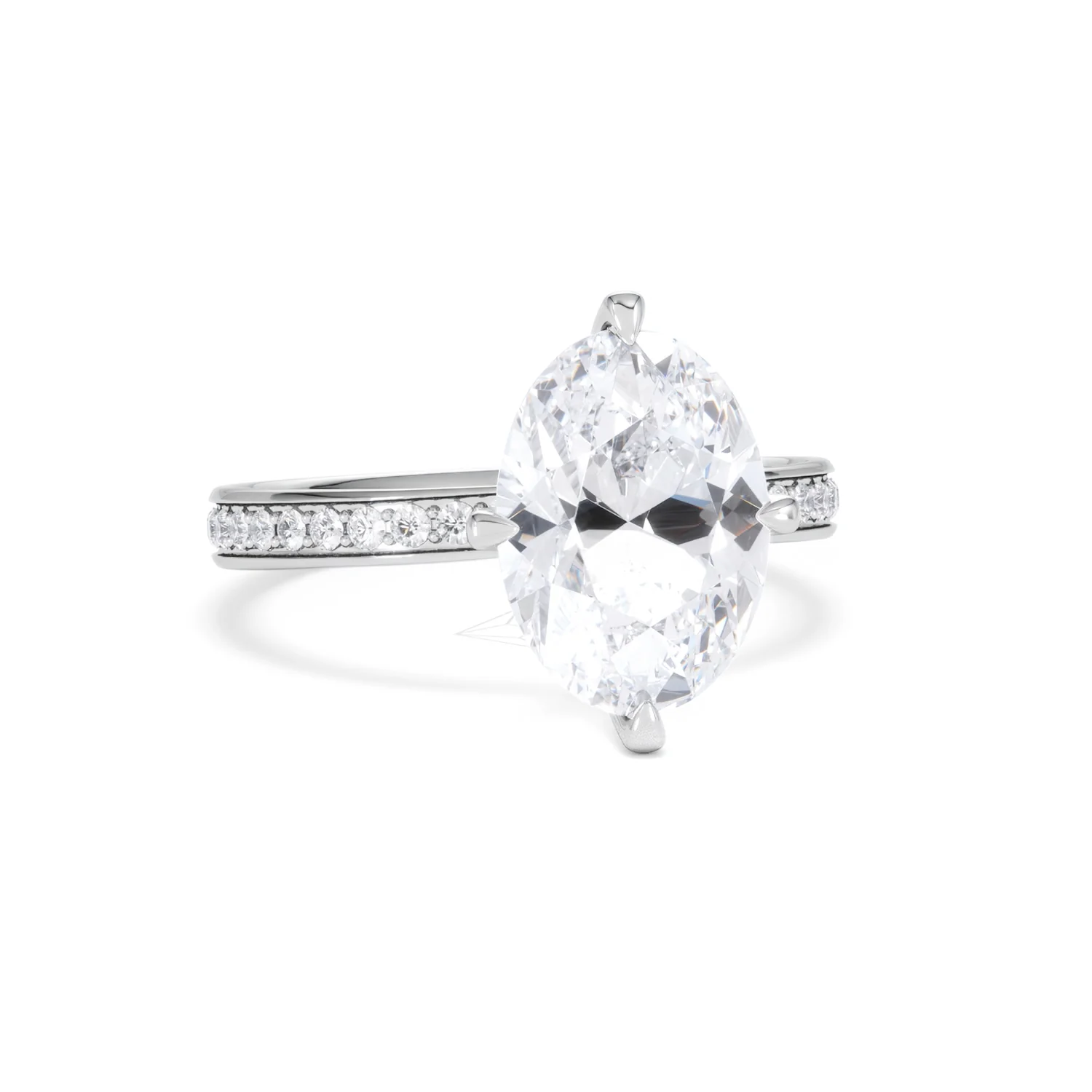 Origin Twist 3.00ct Oval Cut Lab Diamond Solitaire Engagement Ring with Side Stones in Platinum - Image 10