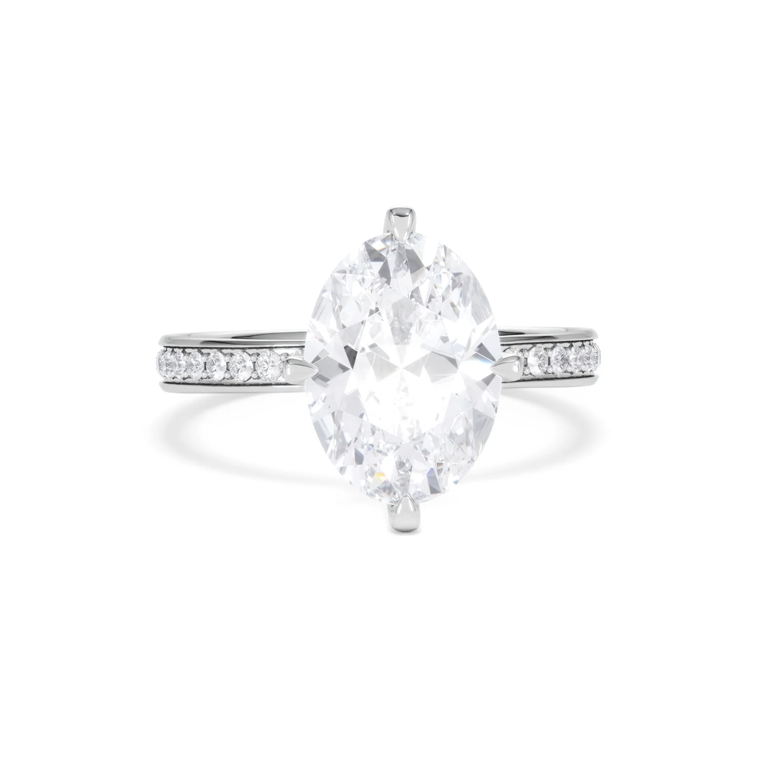 Origin Twist 3.00ct Oval Cut Lab Diamond Solitaire Engagement Ring with Side Stones in Platinum - Image 8