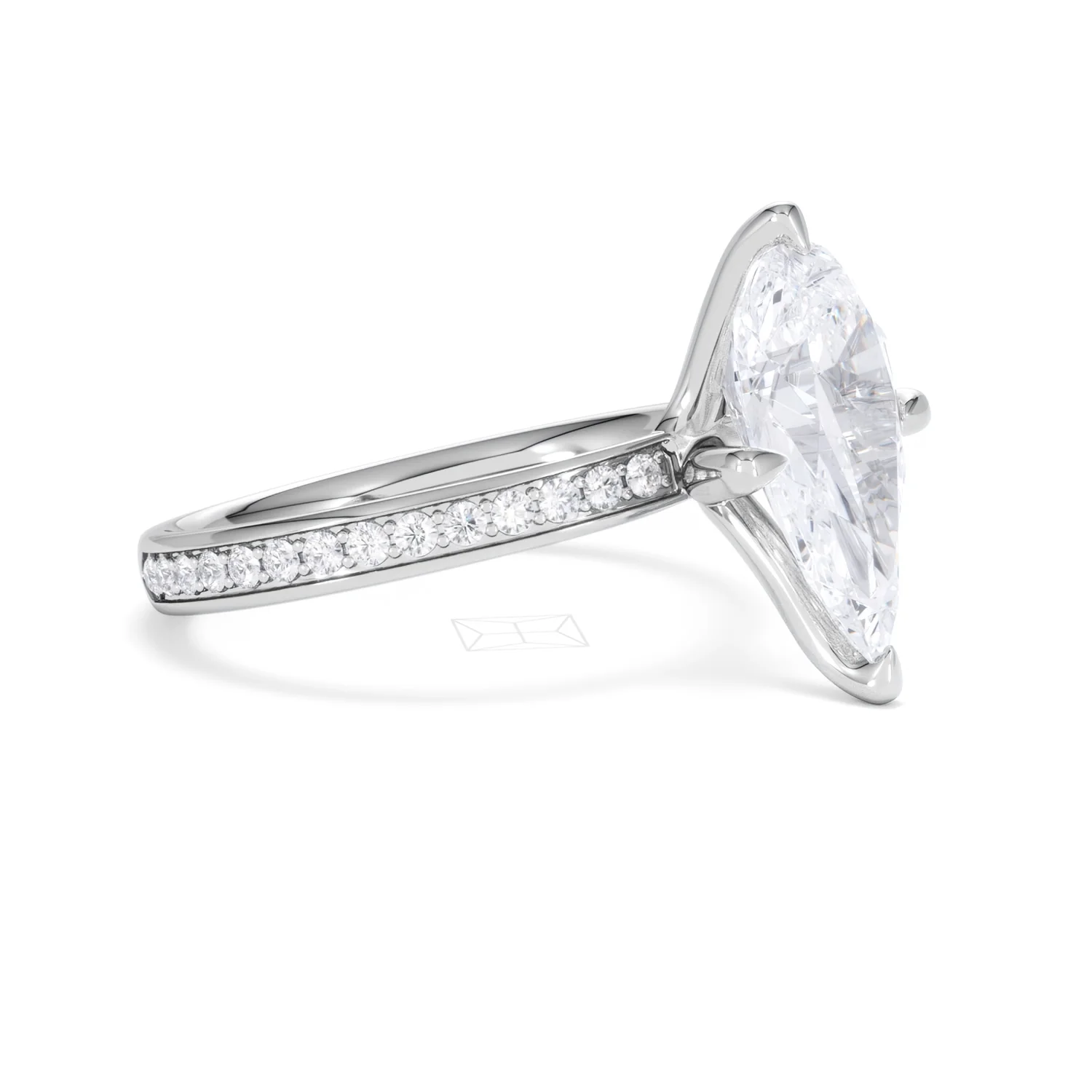 Origin Twist 3.00ct Pear Cut Lab Diamond Solitaire Engagement Ring with Side Stones in 18K White Gold - Image 19