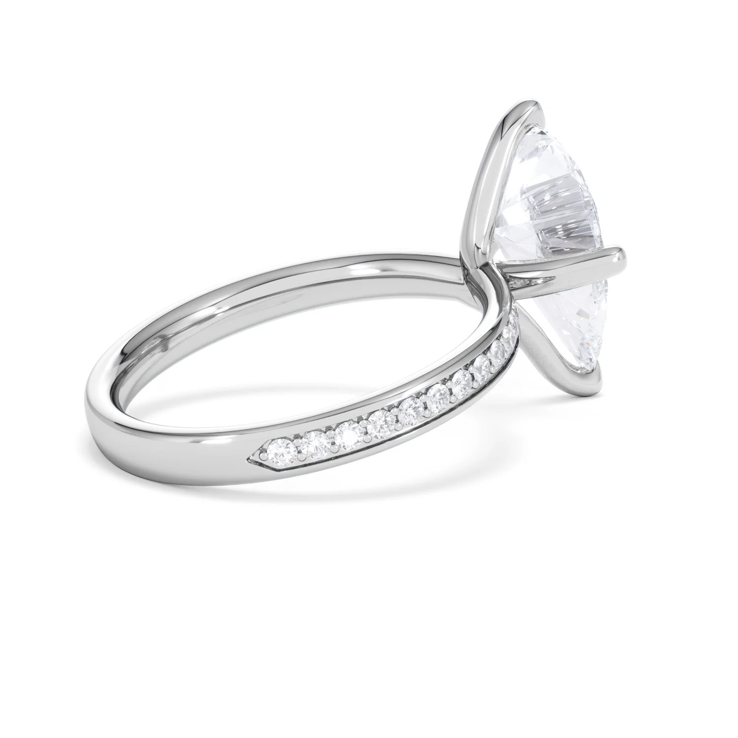 Origin Twist 3.00ct Pear Cut Lab Diamond Solitaire Engagement Ring with Side Stones in 18K White Gold - Image 34