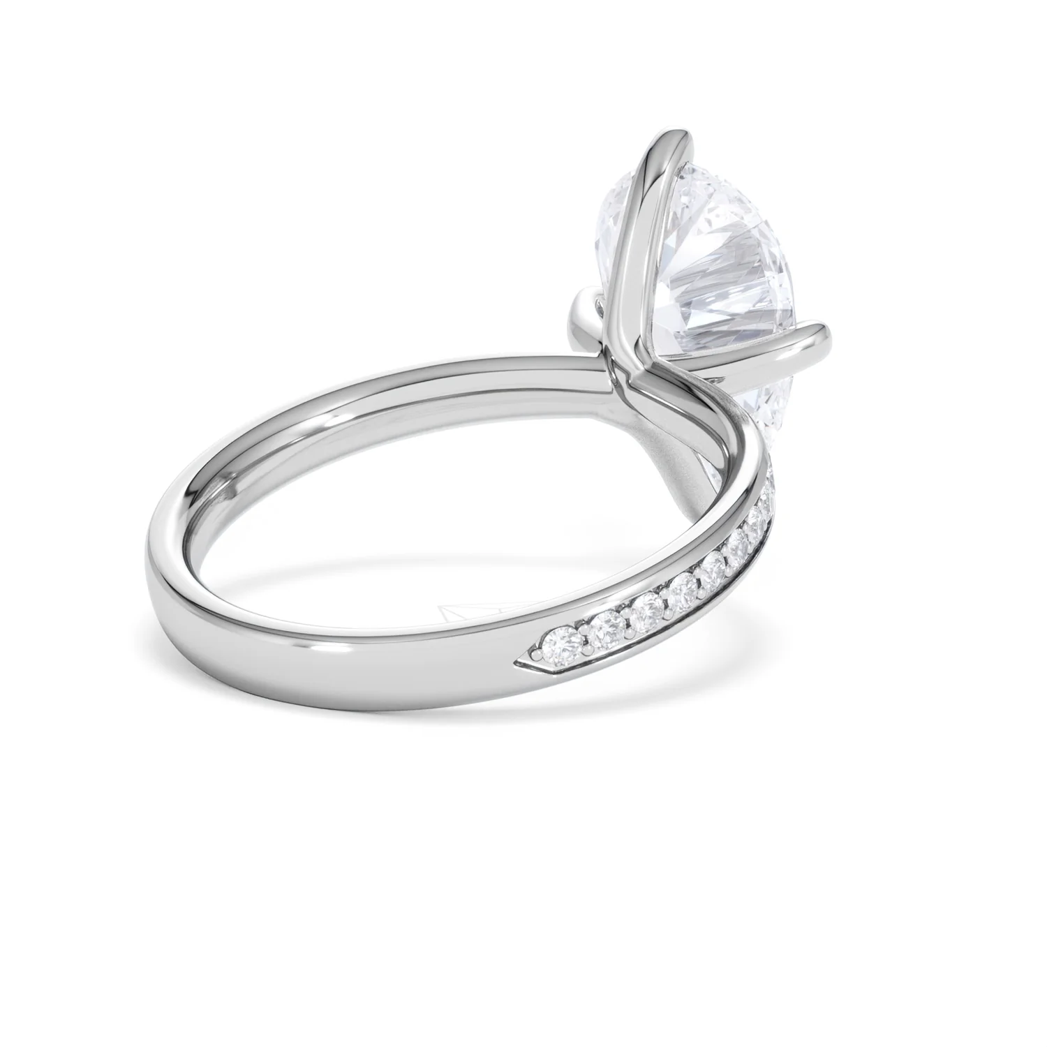 Origin Twist 3.00ct Pear Cut Lab Diamond Solitaire Engagement Ring with Side Stones in 18K White Gold - Image 39