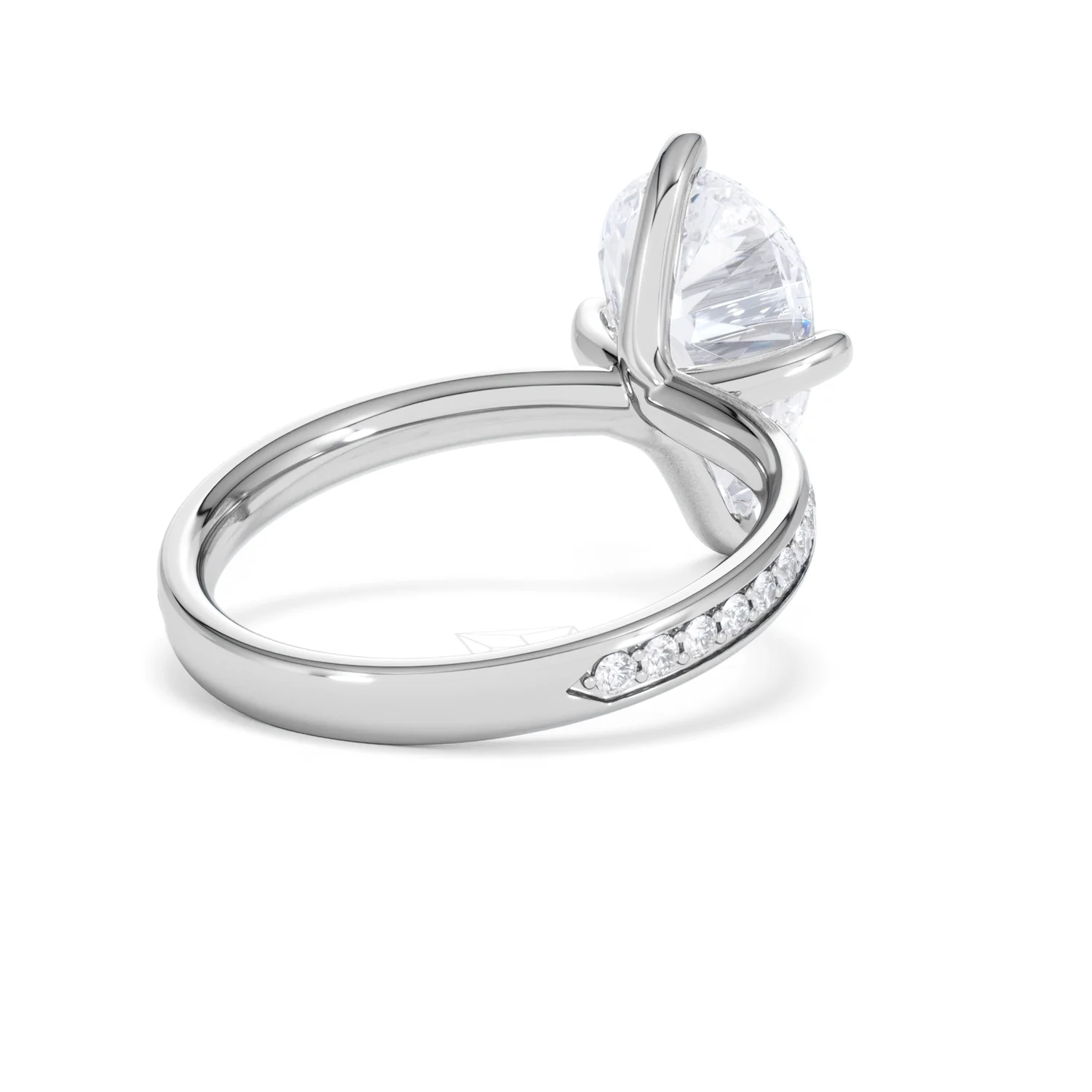 Origin Twist 3.00ct Pear Cut Lab Diamond Solitaire Engagement Ring with Side Stones in 18K White Gold - Image 40