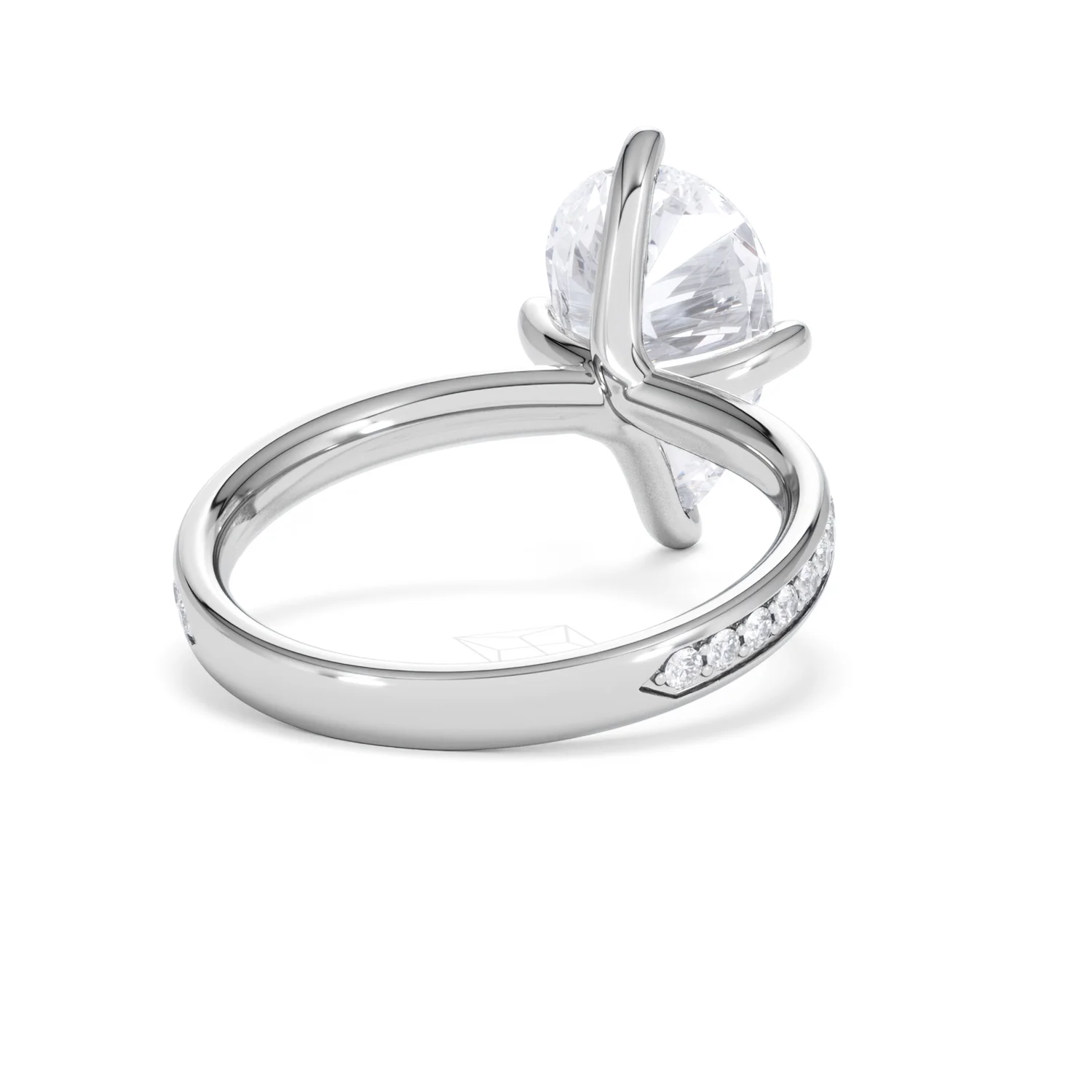 Origin Twist 3.00ct Pear Cut Lab Diamond Solitaire Engagement Ring with Side Stones in 18K White Gold - Image 42