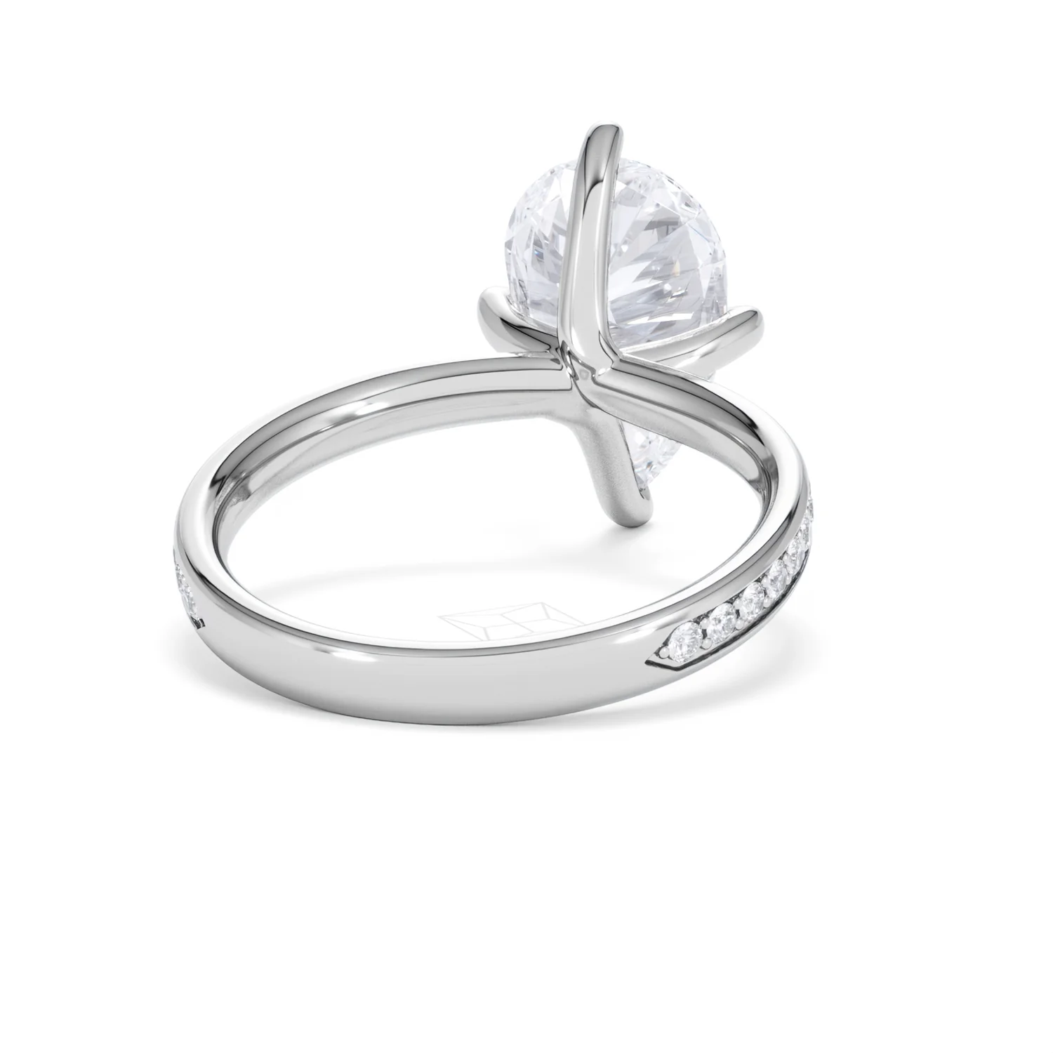 Origin Twist 3.00ct Pear Cut Lab Diamond Solitaire Engagement Ring with Side Stones in 18K White Gold - Image 43