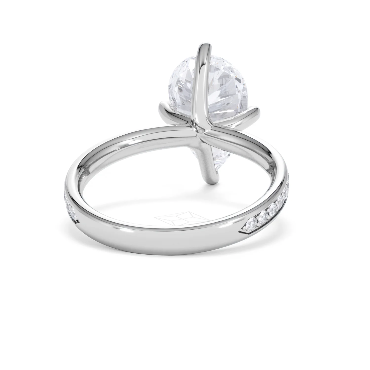 Origin Twist 3.00ct Pear Cut Lab Diamond Solitaire Engagement Ring with Side Stones in 18K White Gold - Image 44