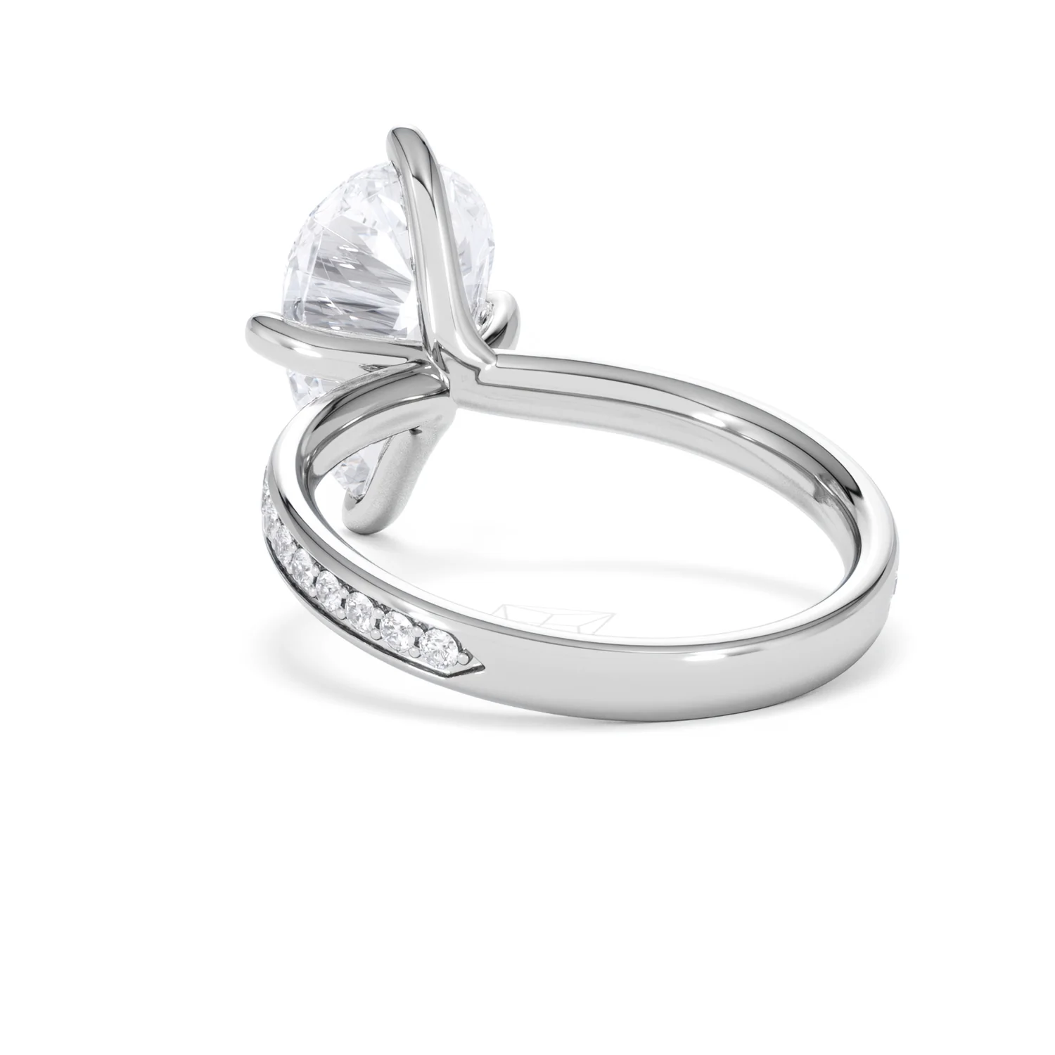 Origin Twist 3.00ct Pear Cut Lab Diamond Solitaire Engagement Ring with Side Stones in 18K White Gold - Image 53