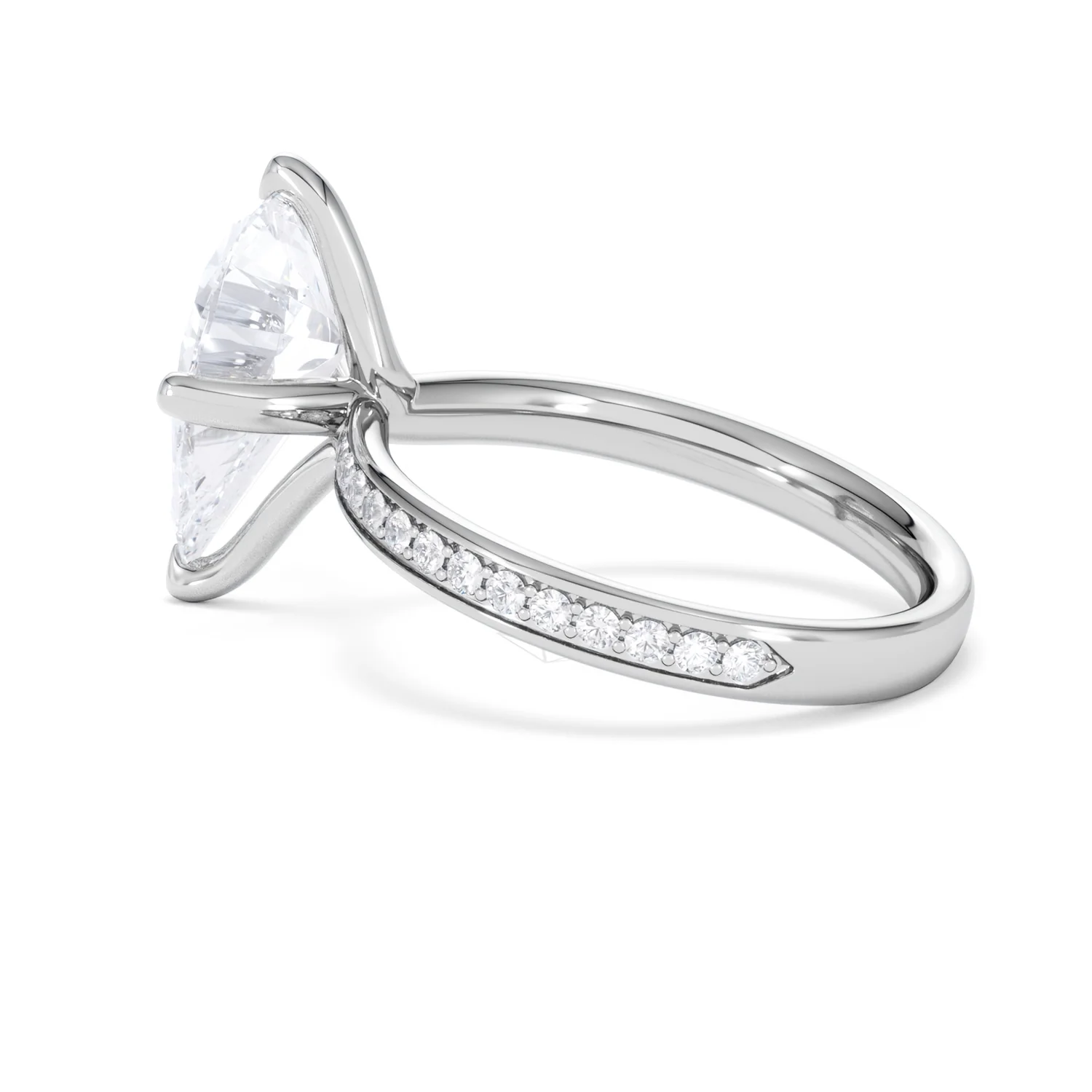 Origin Twist 3.00ct Pear Cut Lab Diamond Solitaire Engagement Ring with Side Stones in 18K White Gold - Image 62