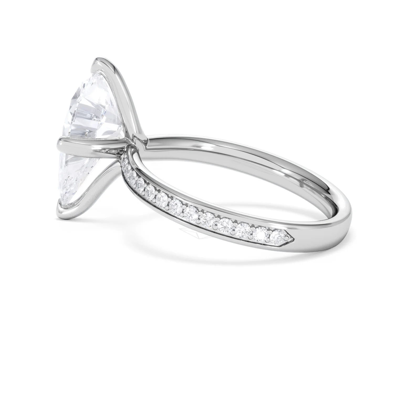 Origin Twist 3.00ct Pear Cut Lab Diamond Solitaire Engagement Ring with Side Stones in 18K White Gold - Image 63