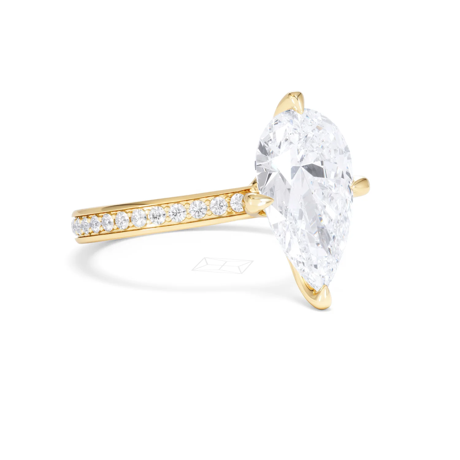 Origin Twist 3.00ct Pear Cut Lab Diamond Solitaire Engagement Ring with Side Stones in 18K Yellow Gold - Image 14