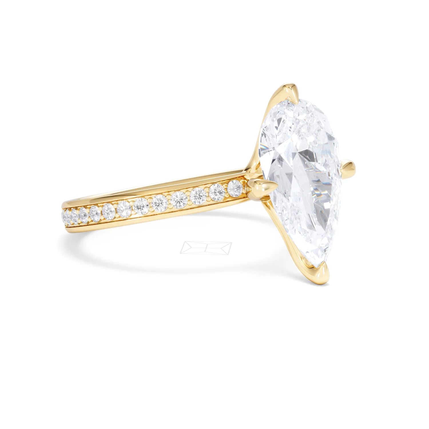 Origin Twist 3.00ct Pear Cut Lab Diamond Solitaire Engagement Ring with Side Stones in 18K Yellow Gold - Image 16