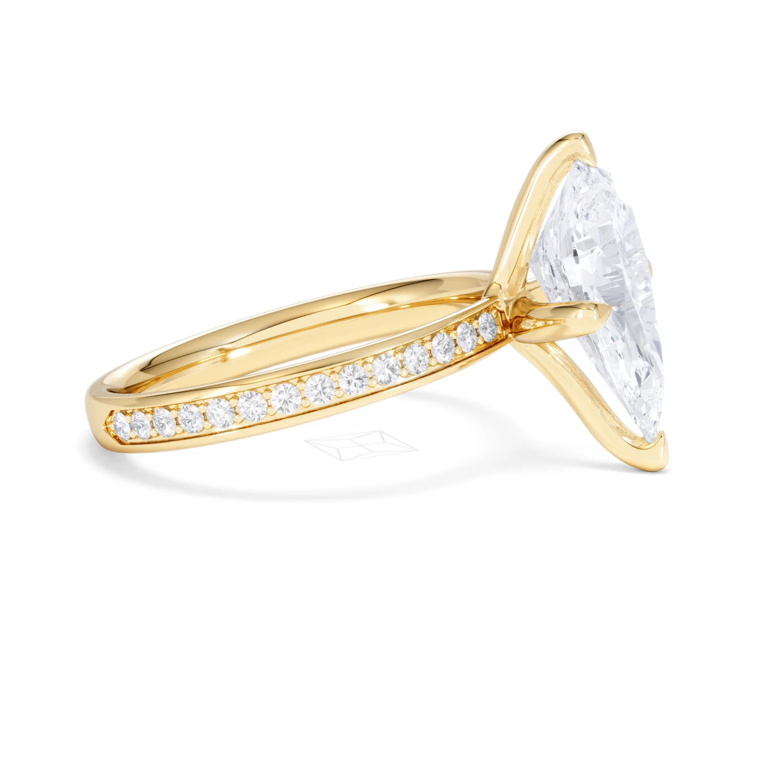 Origin Twist 3.00ct Pear Cut Lab Diamond Solitaire Engagement Ring with Side Stones in 18K Yellow Gold - Image 23