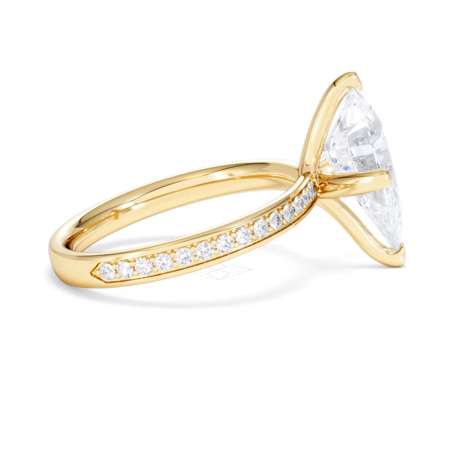 Origin Twist 3.00ct Pear Cut Lab Diamond Solitaire Engagement Ring with Side Stones in 18K Yellow Gold - Image 28